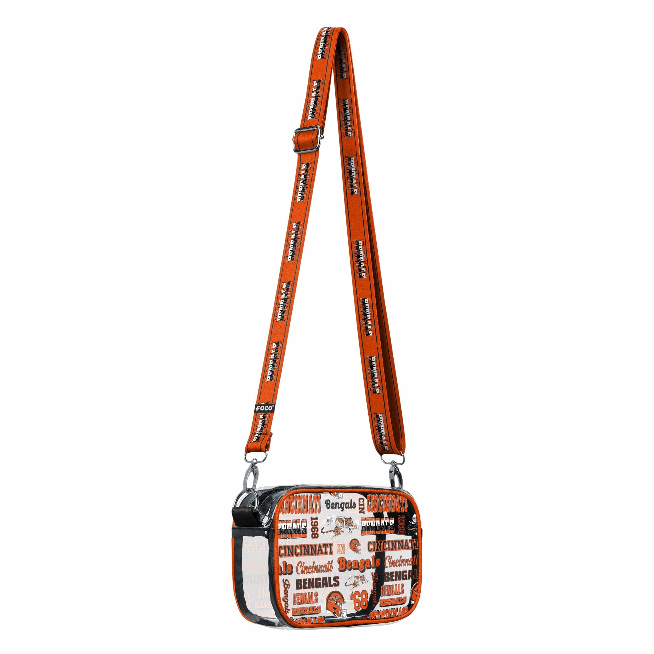 Cincinnati Bengals NFL Repeat Retro Print Clear Crossbody Bag - Image 2