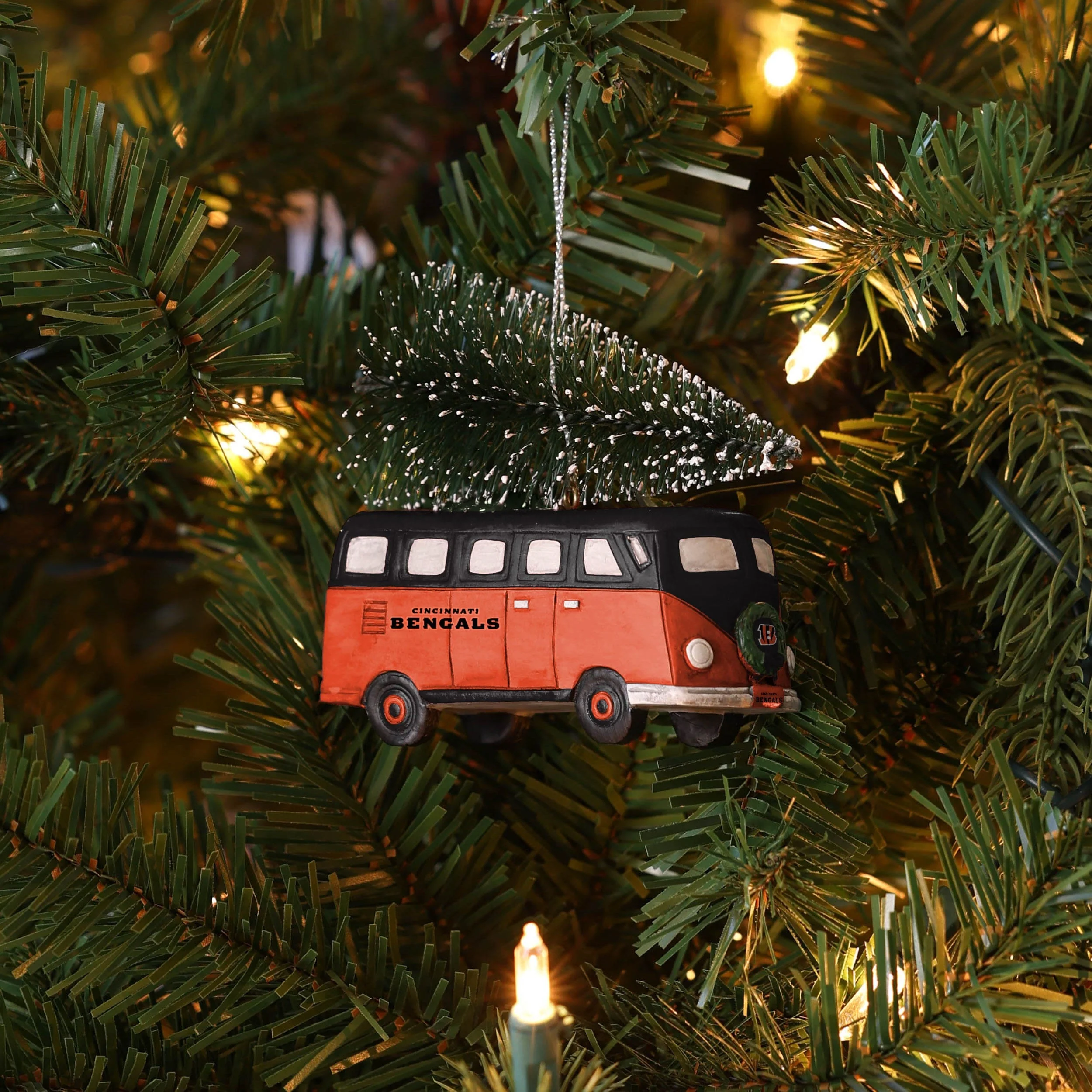 Cincinnati Bengals NFL Retro Bus With Tree Ornament - Image 4