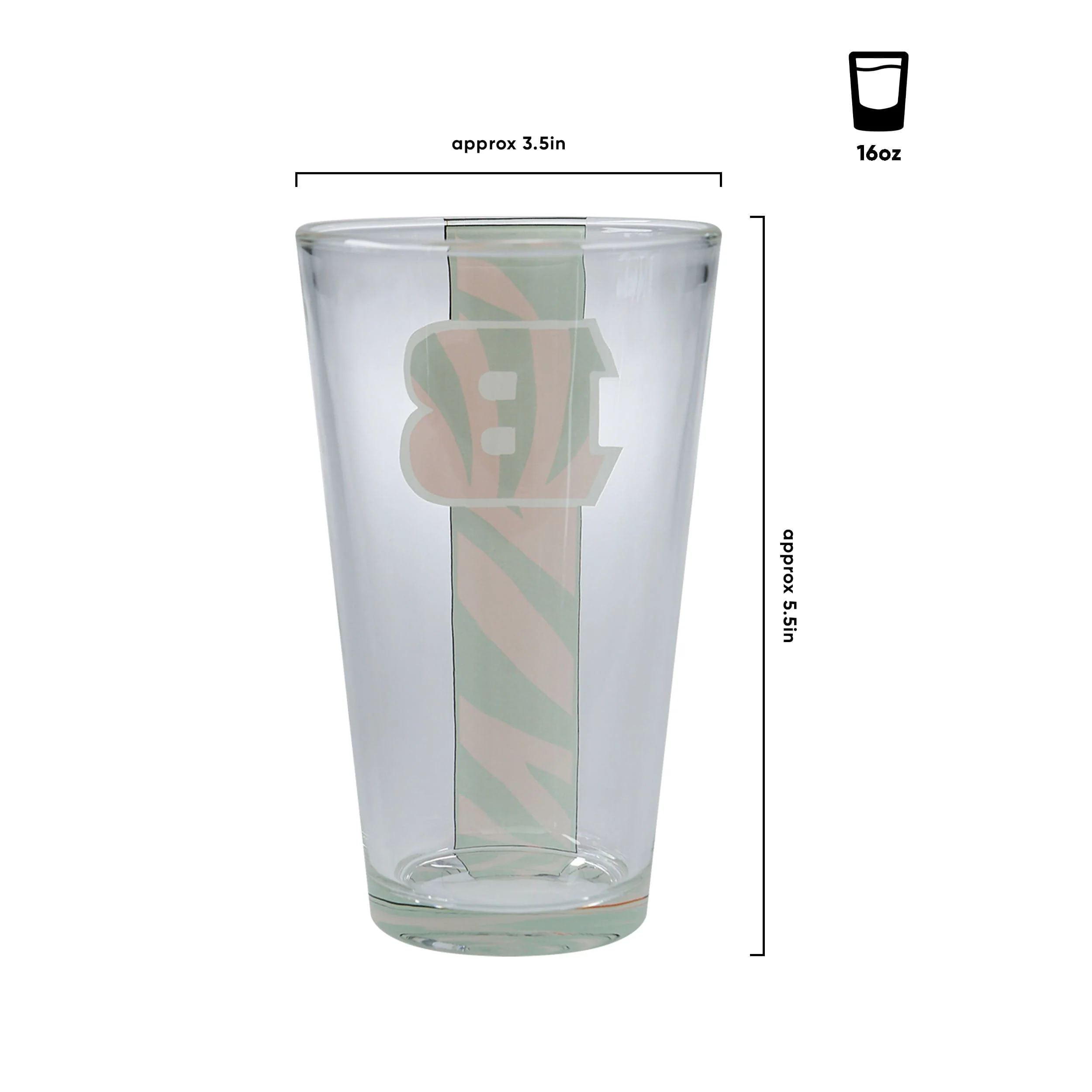 Cincinnati Bengals NFL Team Stripe Pint Glass - Image 3