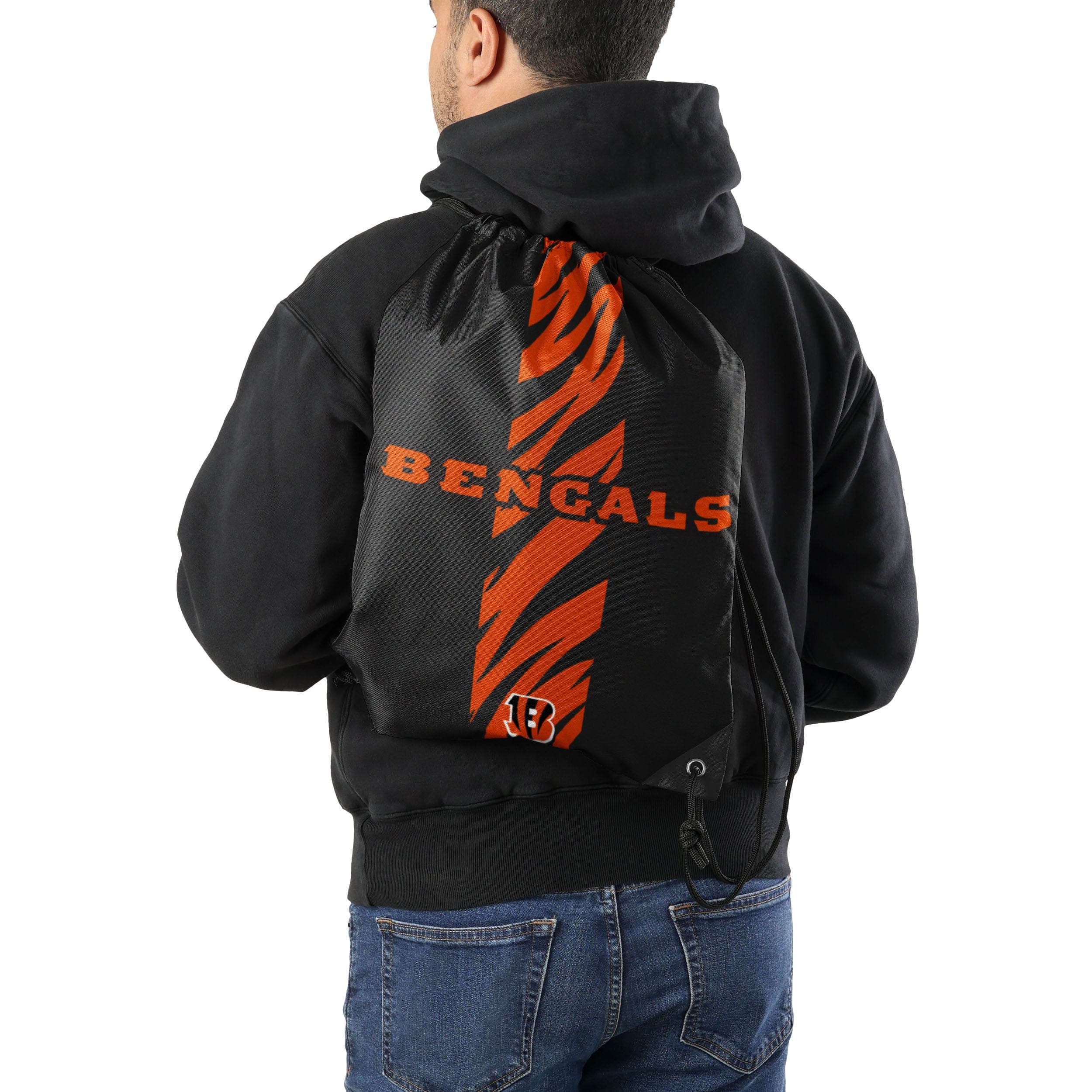 Cincinnati Bengals NFL Team Stripe Wordmark Drawstring Backpack - Image 2