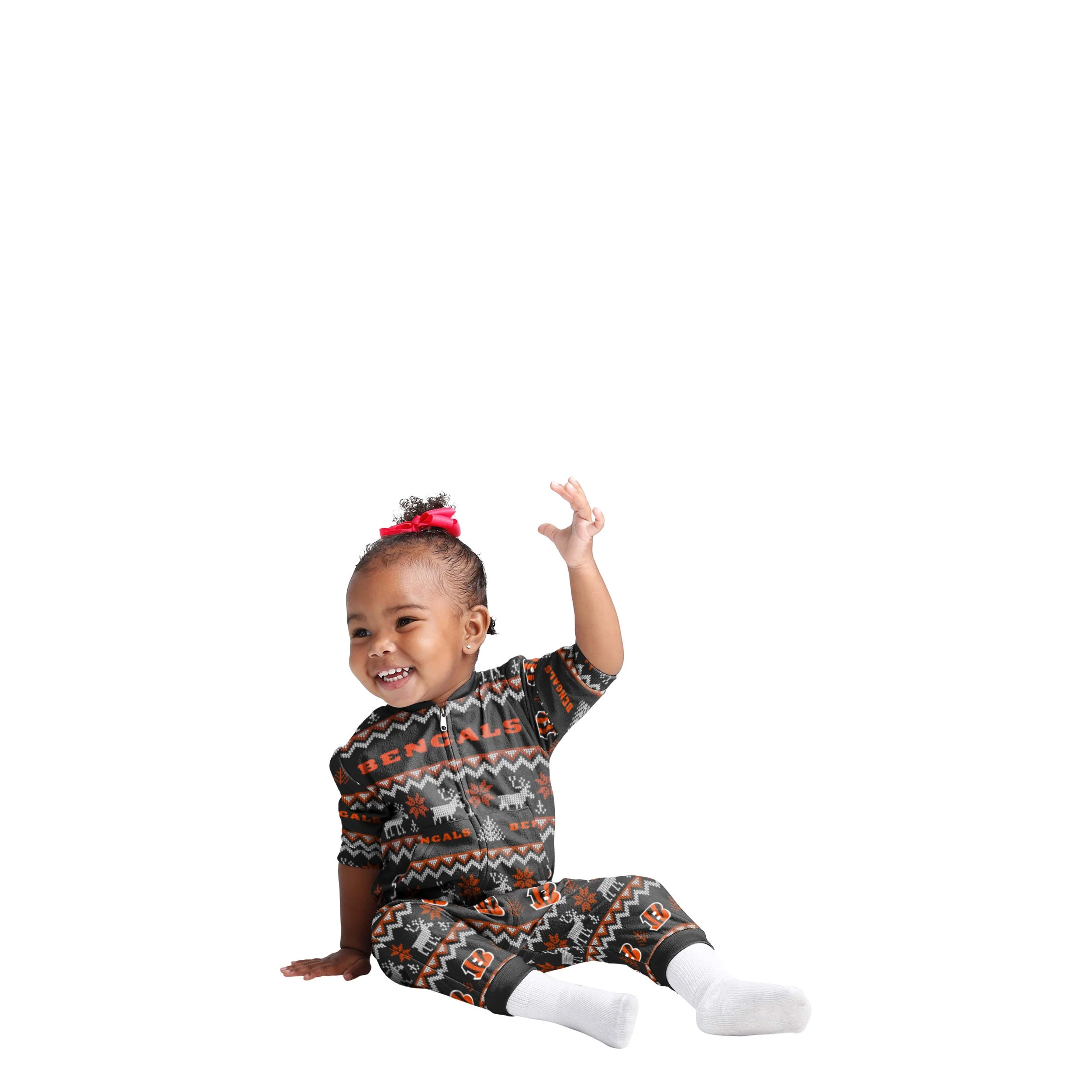 Cincinnati Bengals NFL Ugly Pattern Family Holiday Pajamas - Image 2