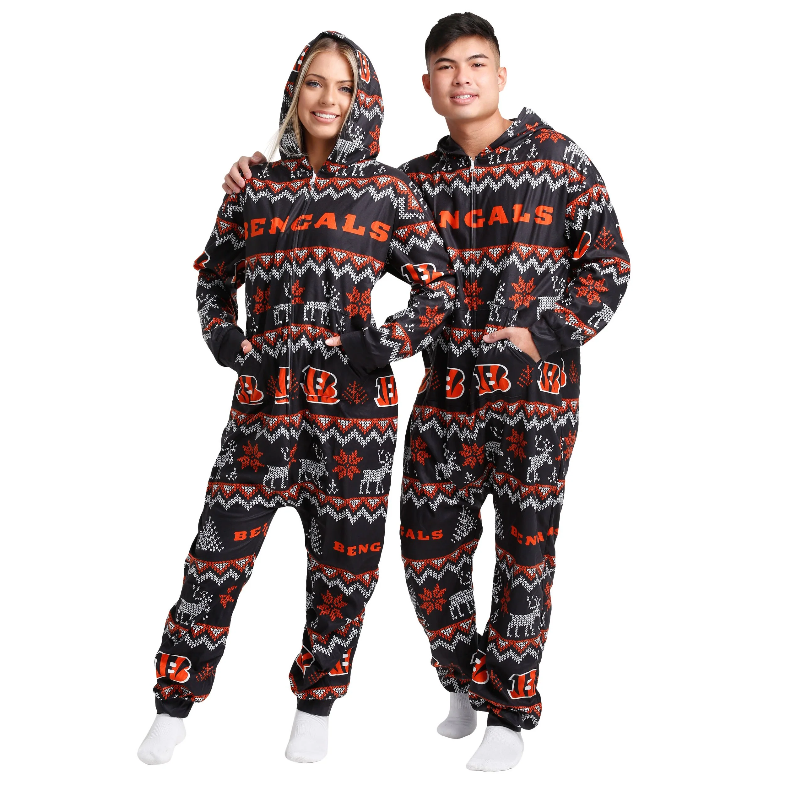 Cincinnati Bengals NFL Ugly Pattern One Piece Pajamas
