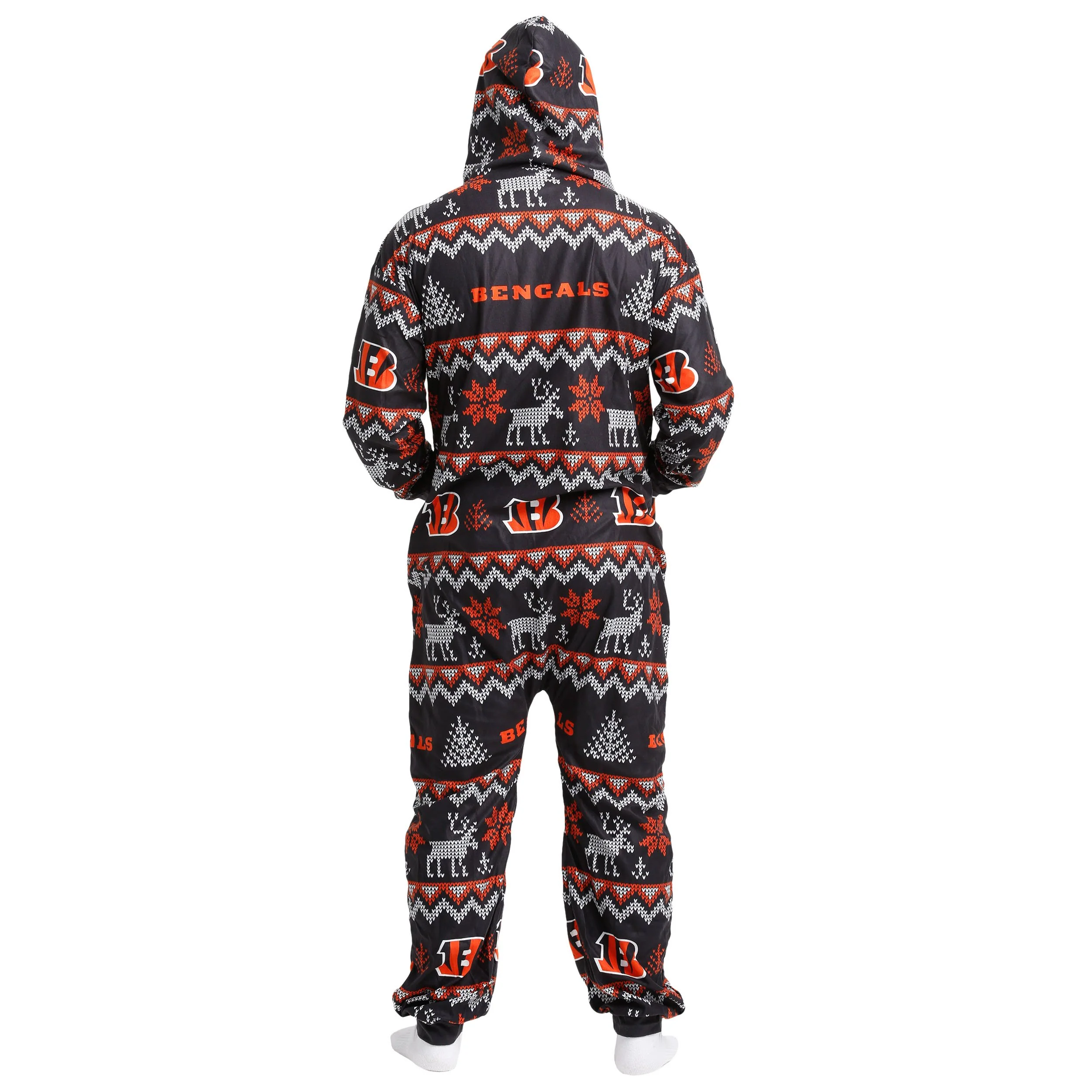 Cincinnati Bengals NFL Ugly Pattern One Piece Pajamas - Image 2