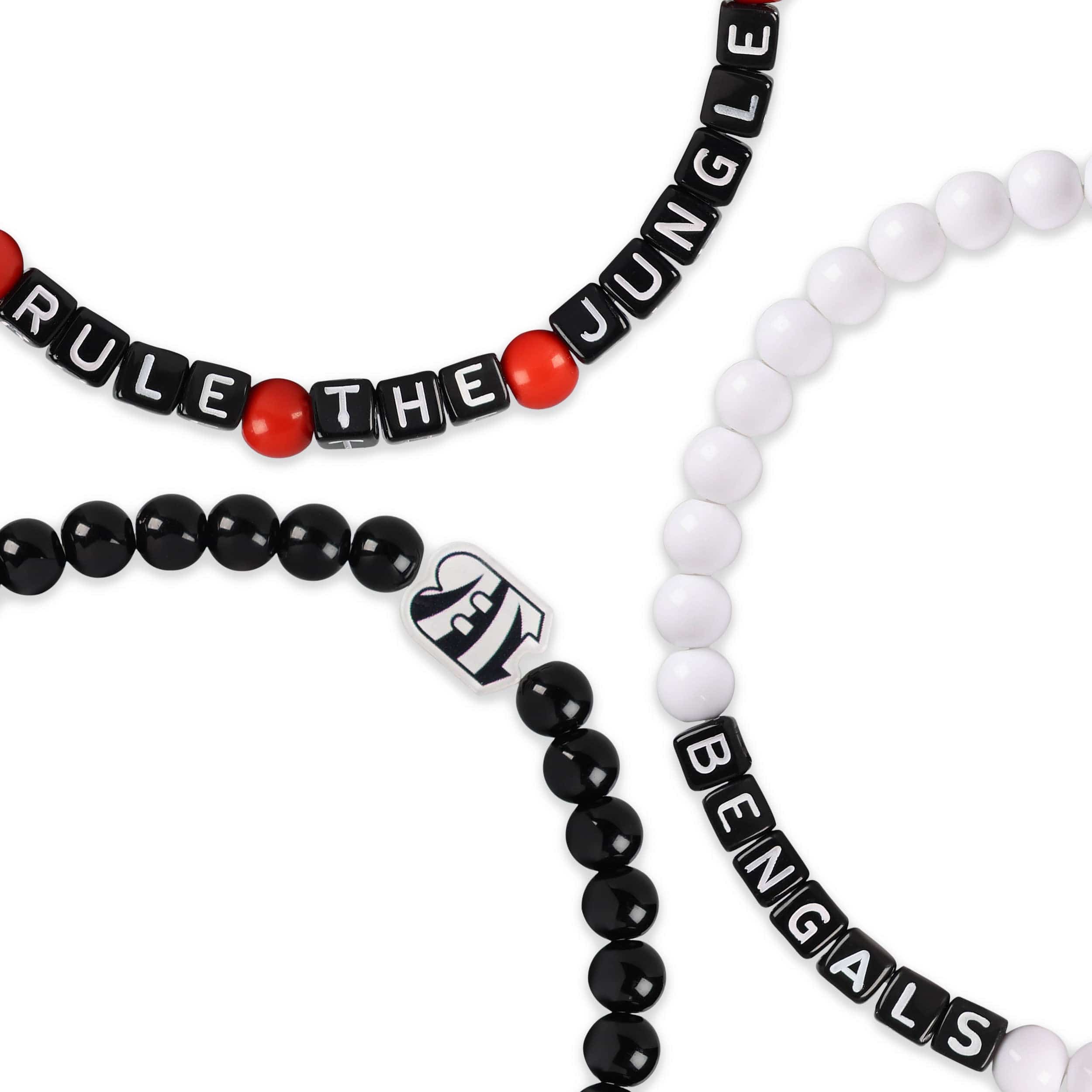 Cincinnati Bengals NFL White 3 Pack Beaded Friendship Bracelet - Image 2
