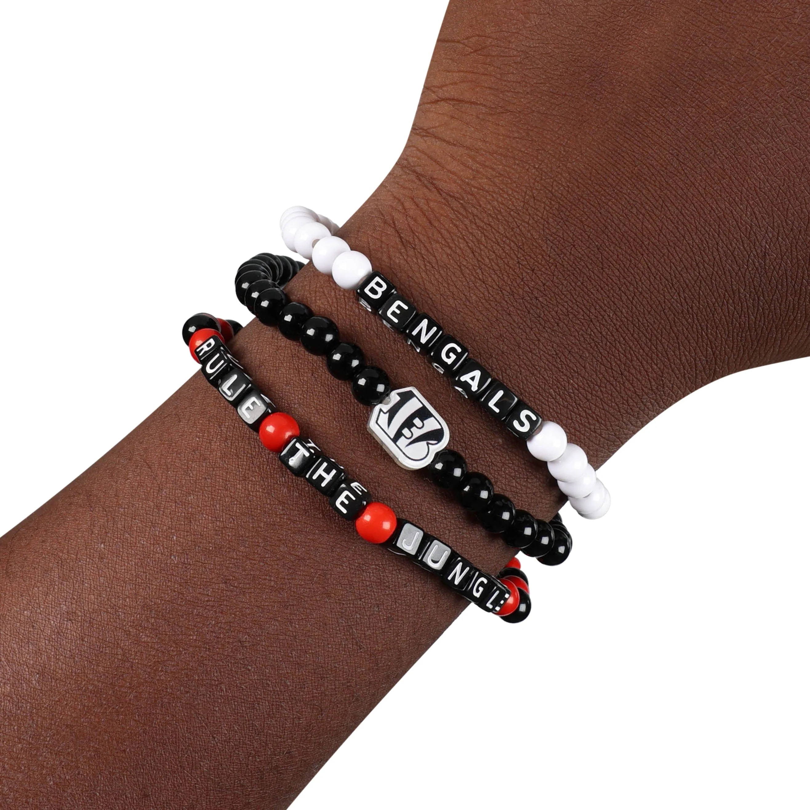 Cincinnati Bengals NFL White 3 Pack Beaded Friendship Bracelet - Image 4