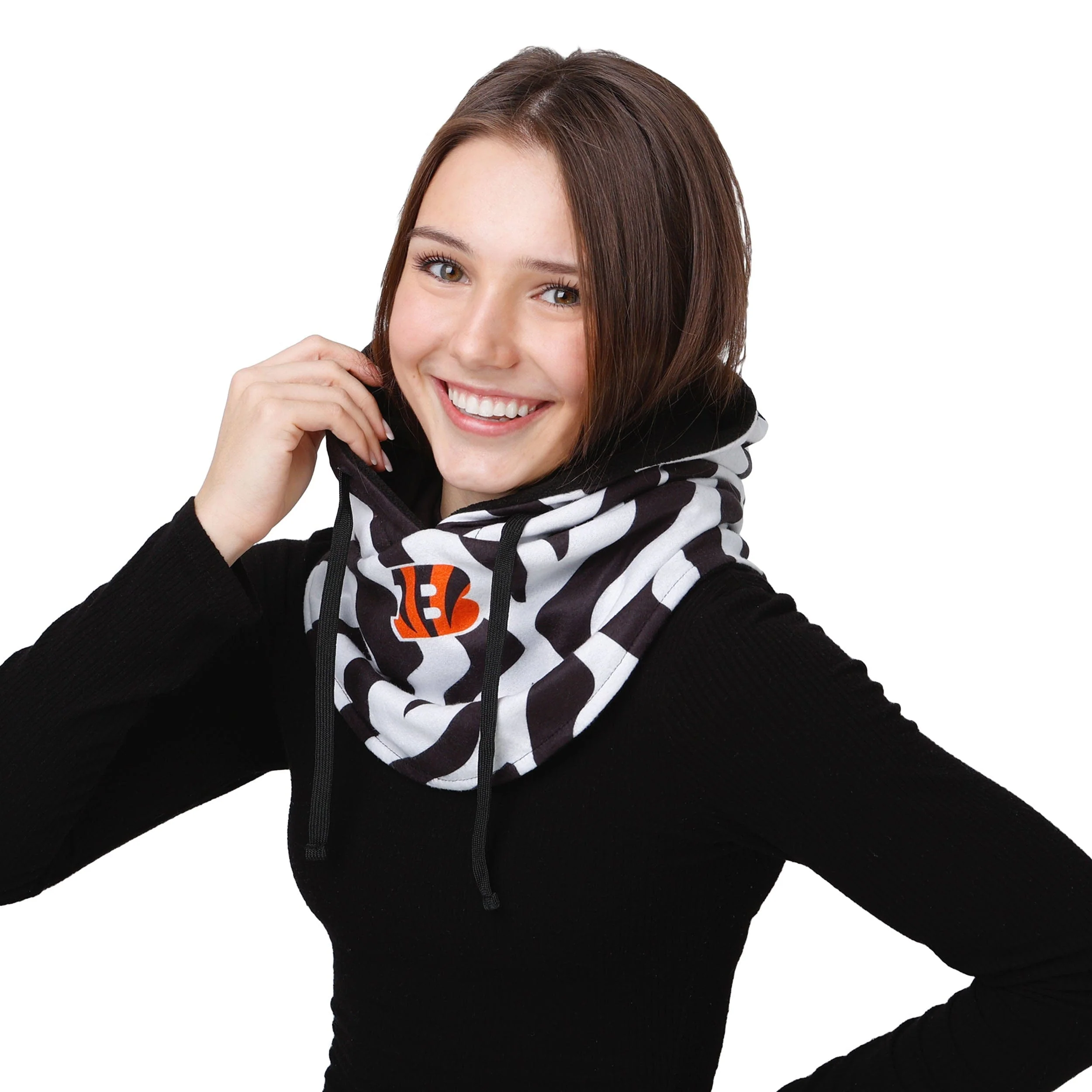 Cincinnati Bengals NFL White Drawstring Hooded Gaiter - Image 4