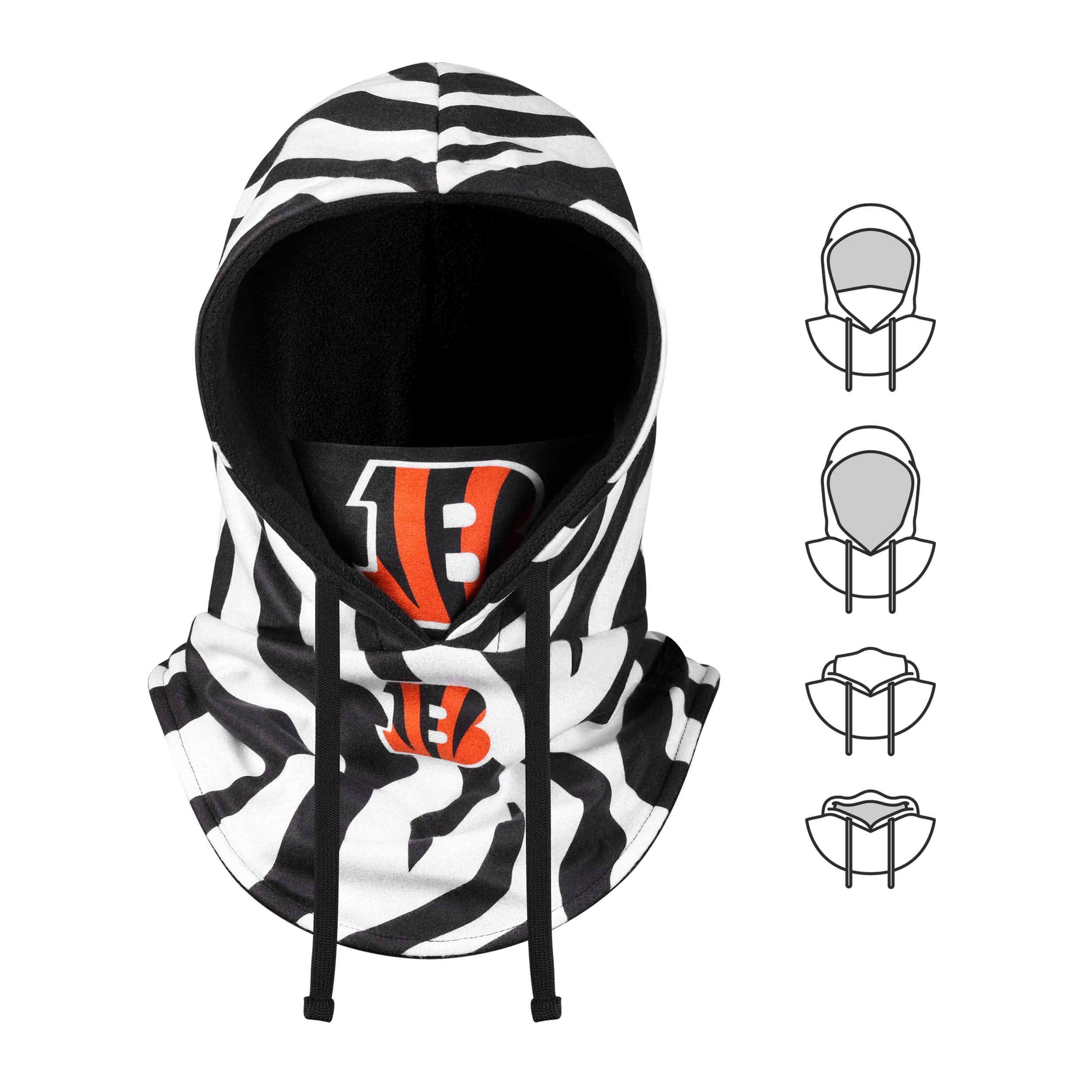 Cincinnati Bengals NFL White Drawstring Hooded Gaiter - Image 5