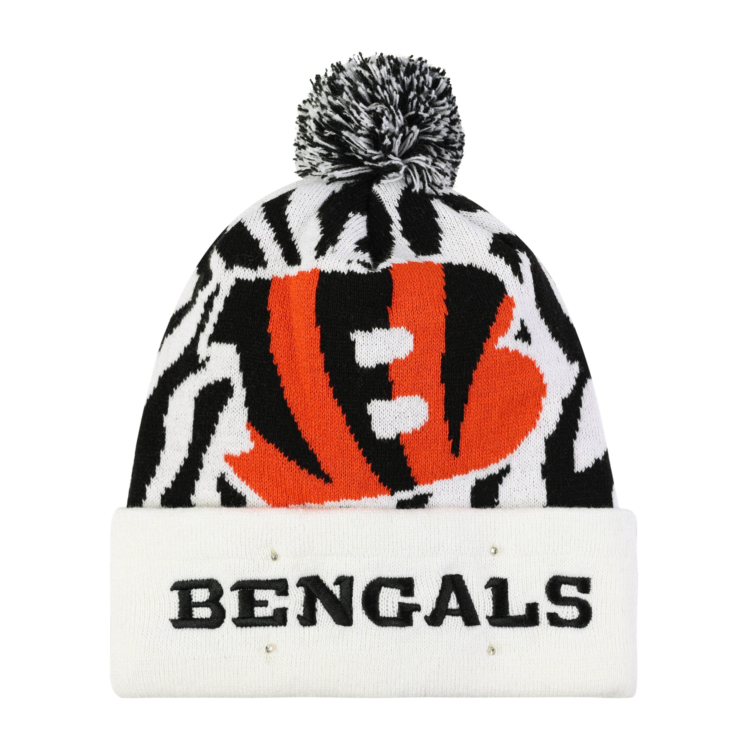 Cincinnati Bengals NFL White Stripe Big Logo Light Up Beanie - Image 3