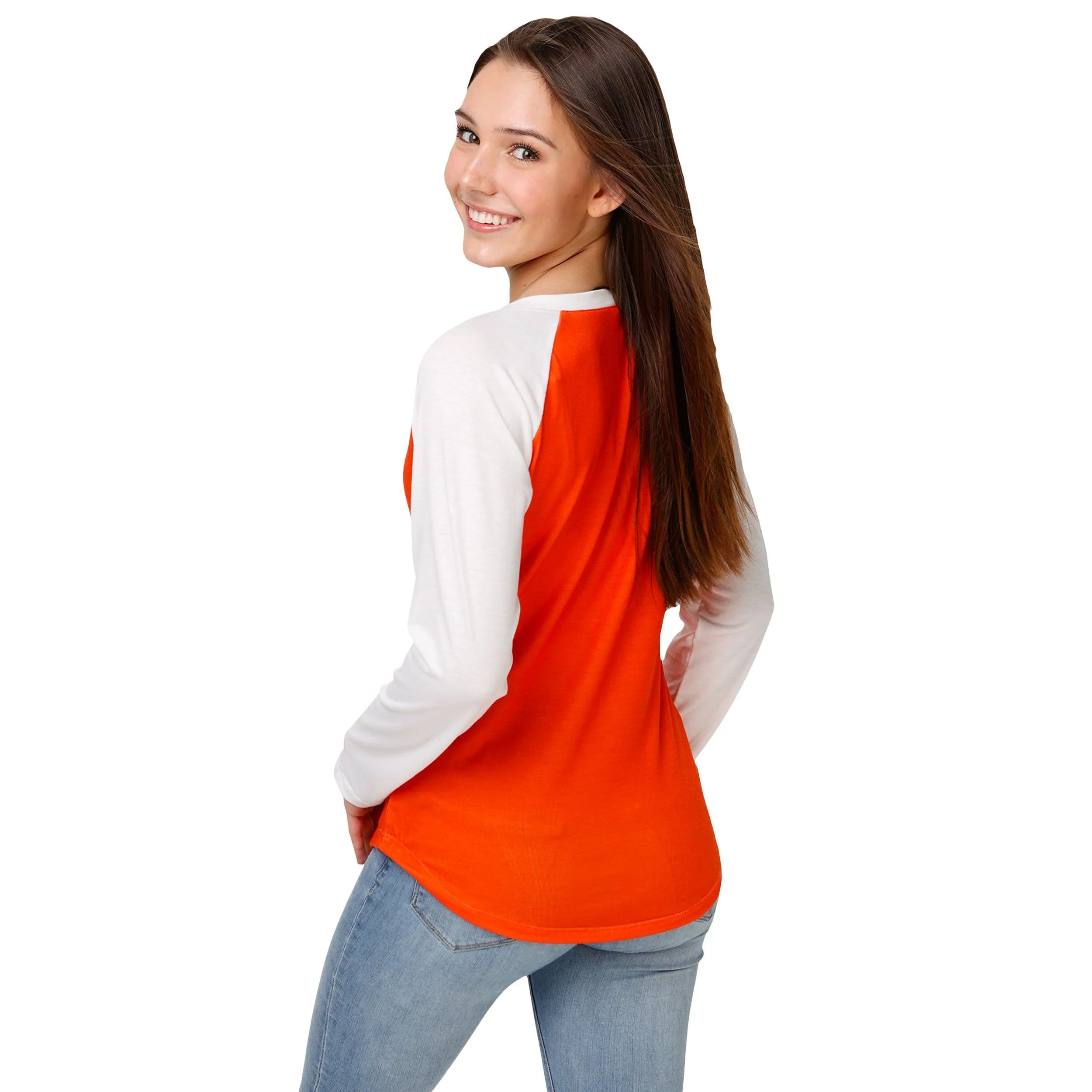 Cincinnati Bengals NFL Womens Big Logo Solid Raglan Shirt - Image 3