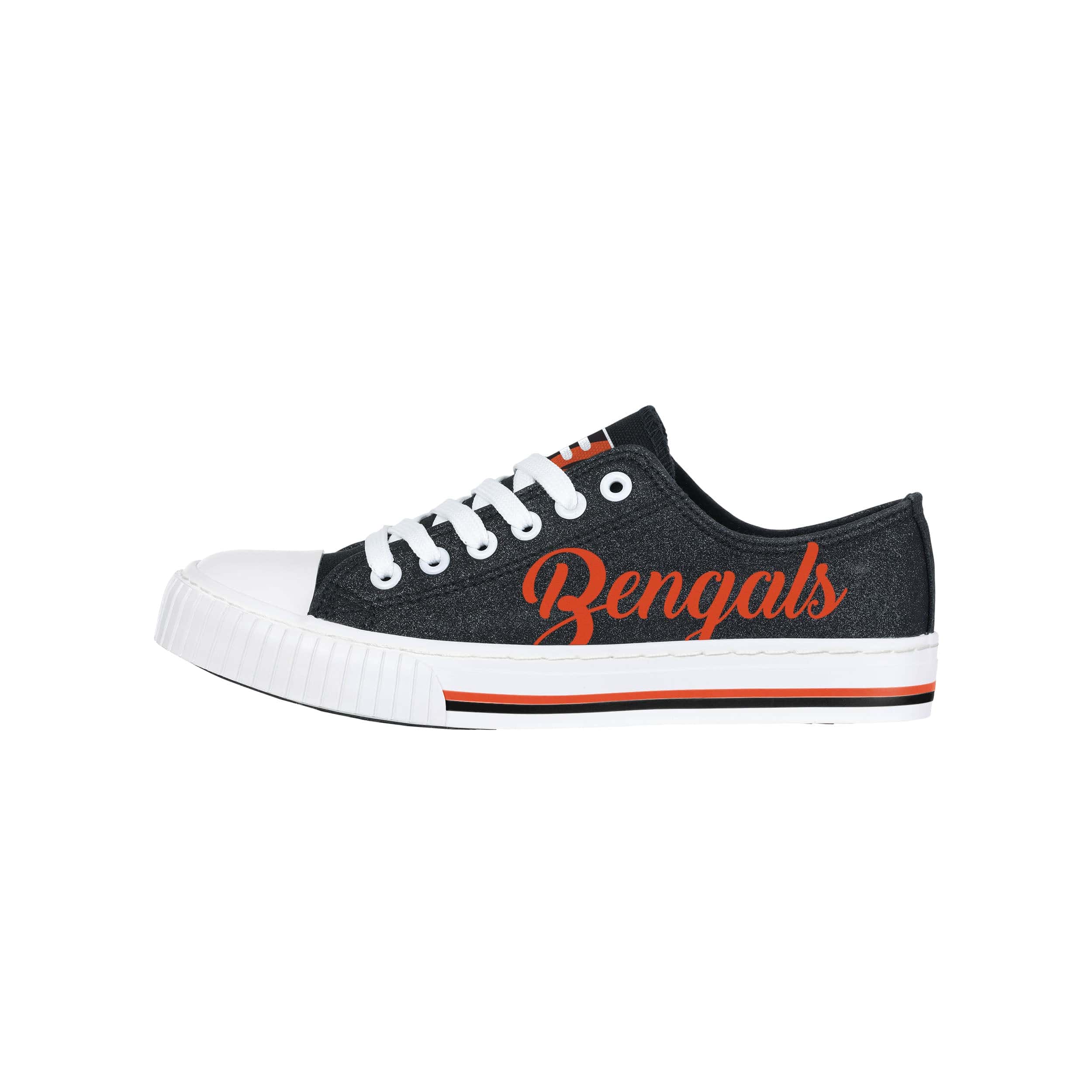 Cincinnati Bengals NFL Womens Color Glitter Low Top Canvas Shoes - Image 2