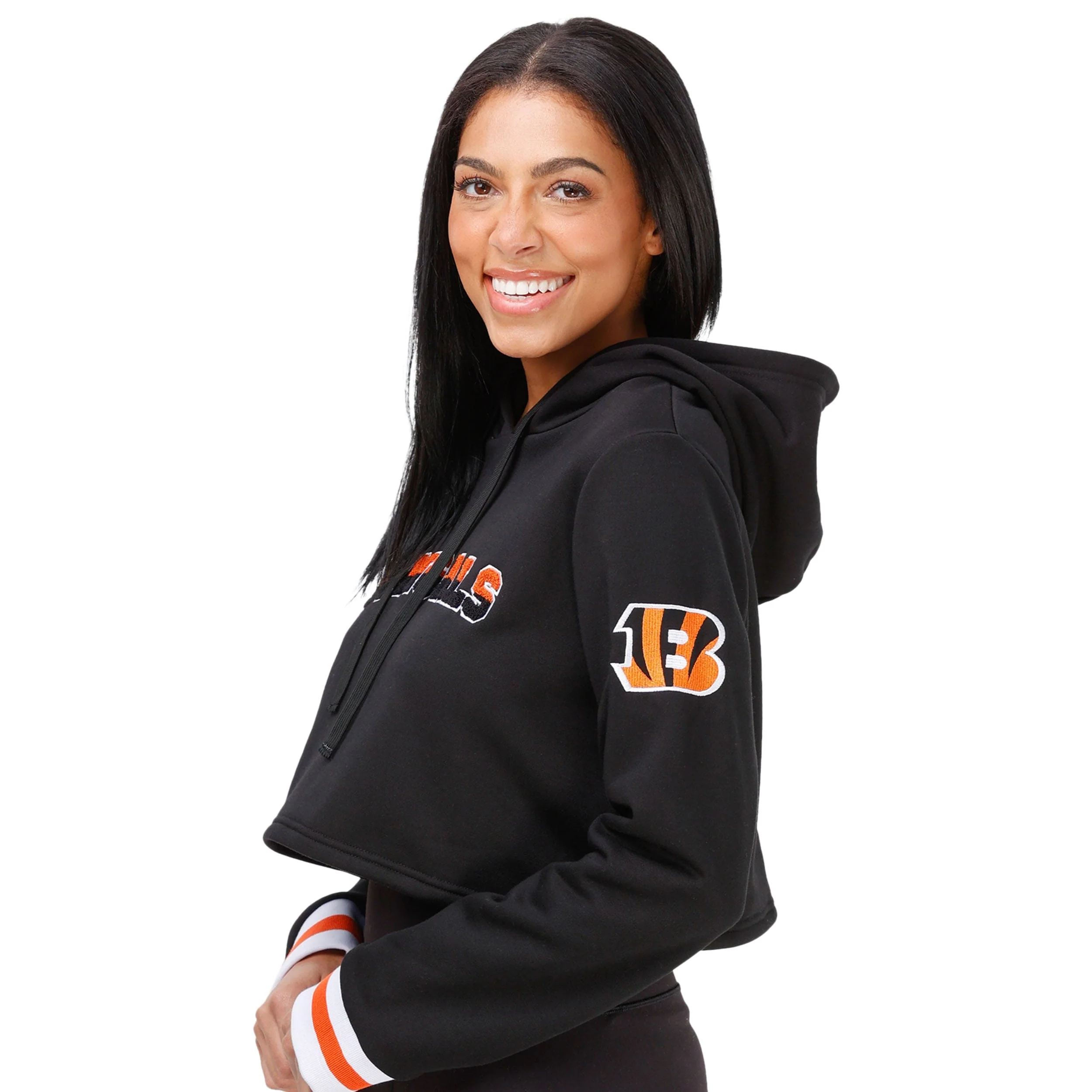 Cincinnati Bengals NFL Womens Cropped Chenille Hoodie - Image 4