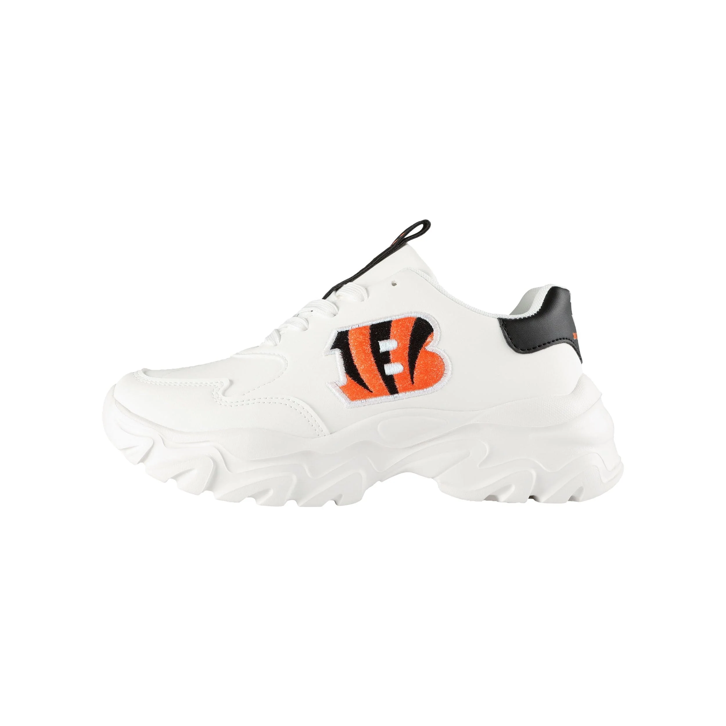 Cincinnati Bengals NFL Womens Glitter Big Logo Vintage White Chunky Sneaker