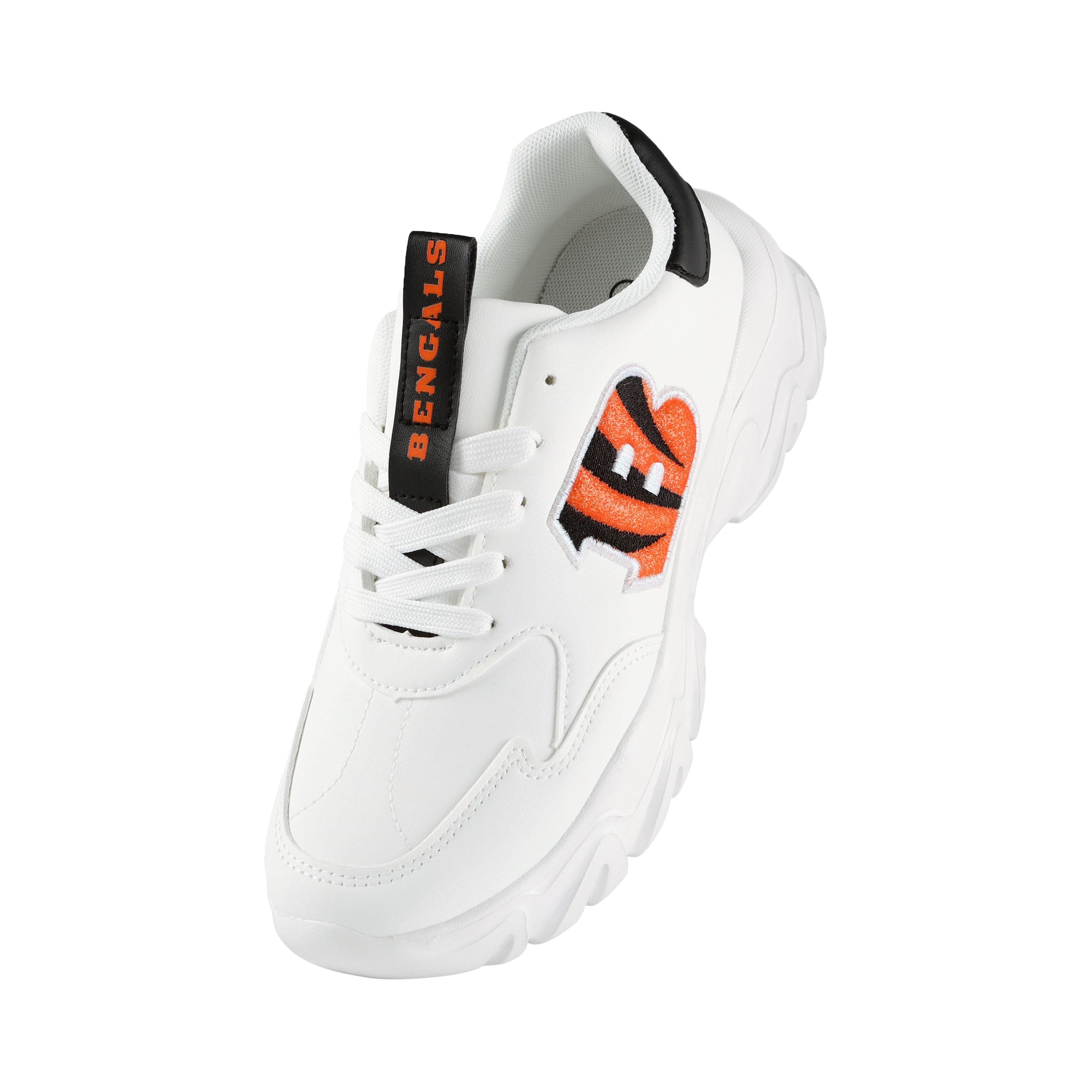 Cincinnati Bengals NFL Womens Glitter Big Logo Vintage White Chunky Sneaker - Image 2