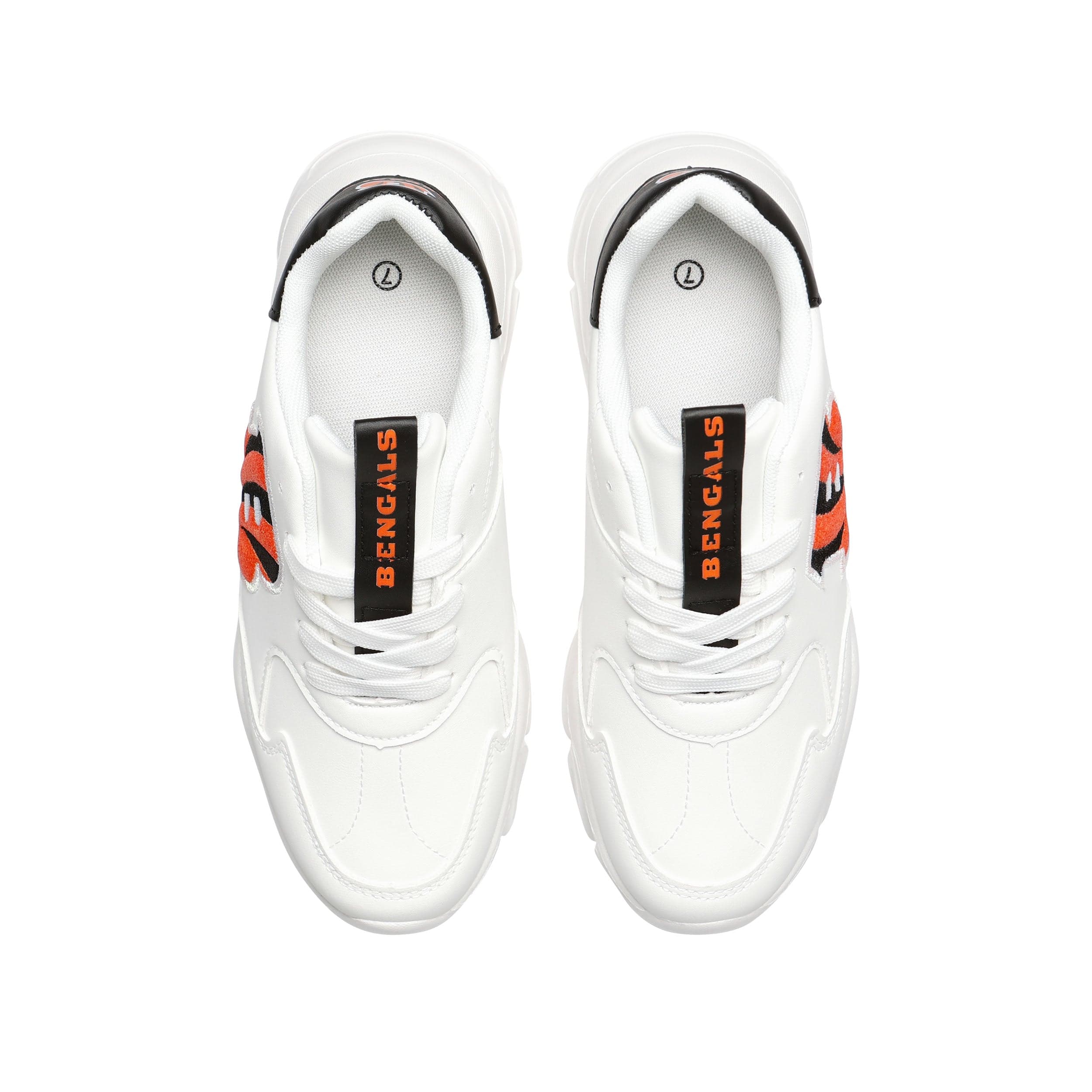 Cincinnati Bengals NFL Womens Glitter Big Logo Vintage White Chunky Sneaker - Image 4
