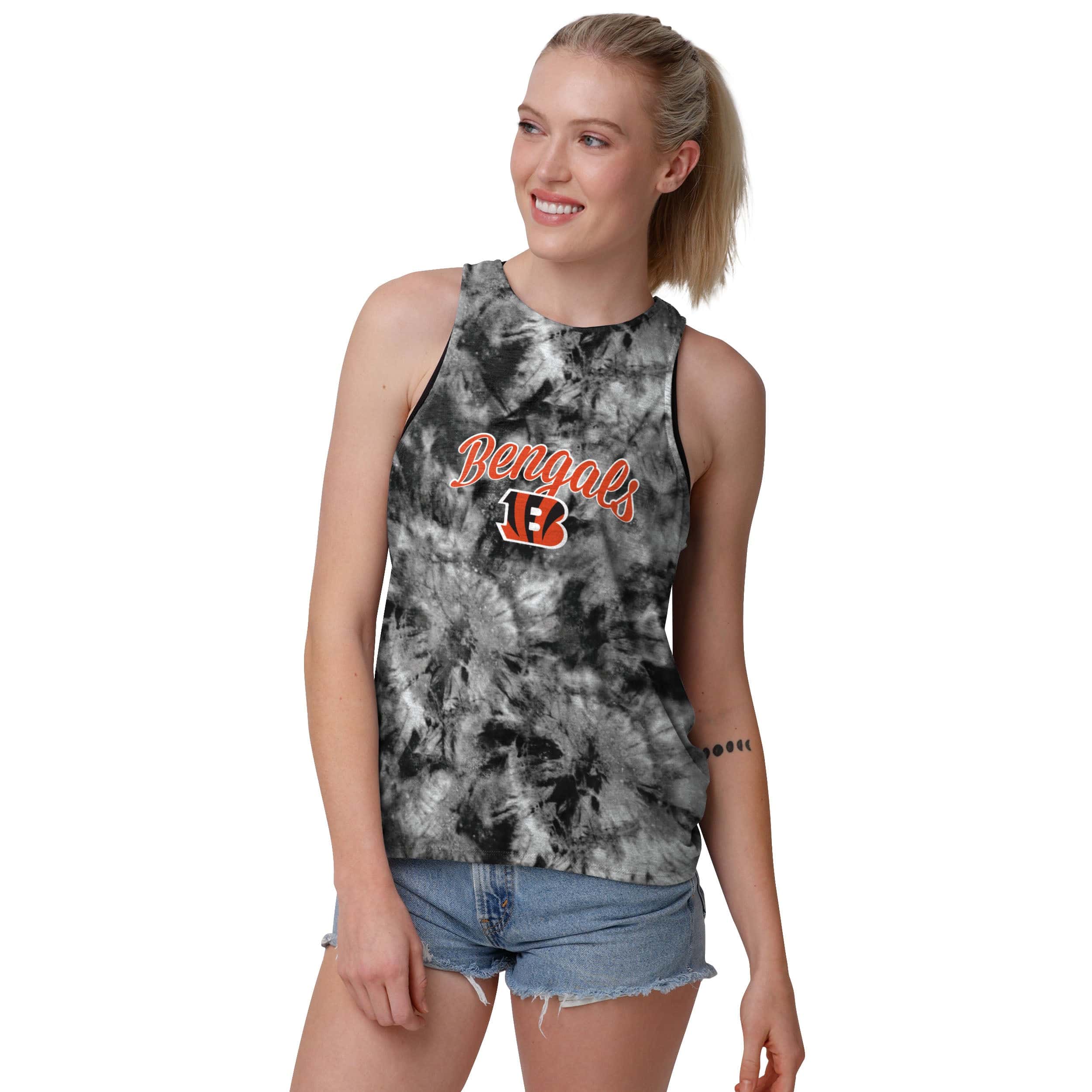 Cincinnati Bengals NFL Womens Script Wordmark Tie-Dye Tie-Breaker Sleeveless Top - Image 2