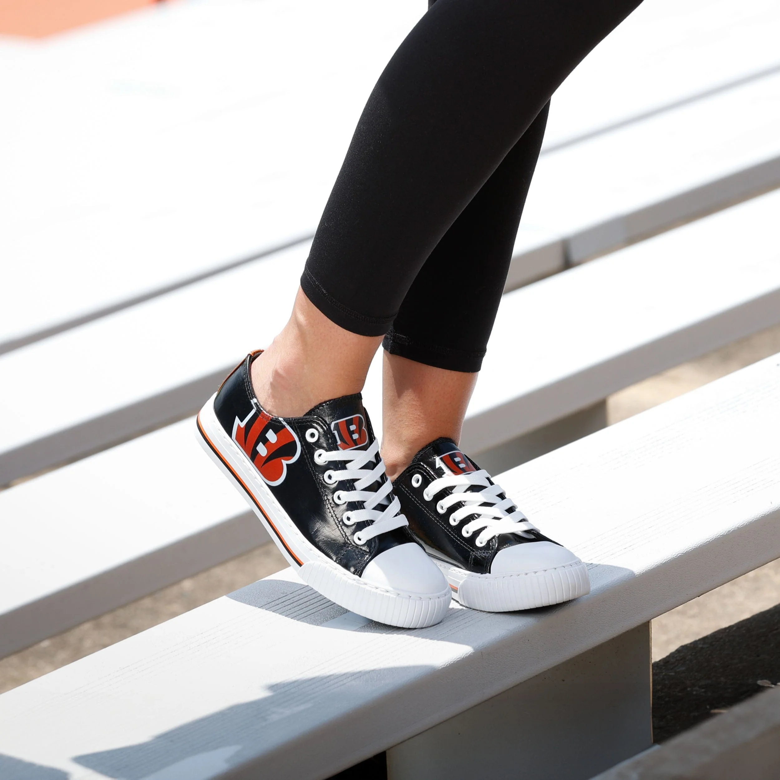 Cincinnati Bengals NFL Womens Team Color Metallic Low Top Canvas Shoes - Image 3
