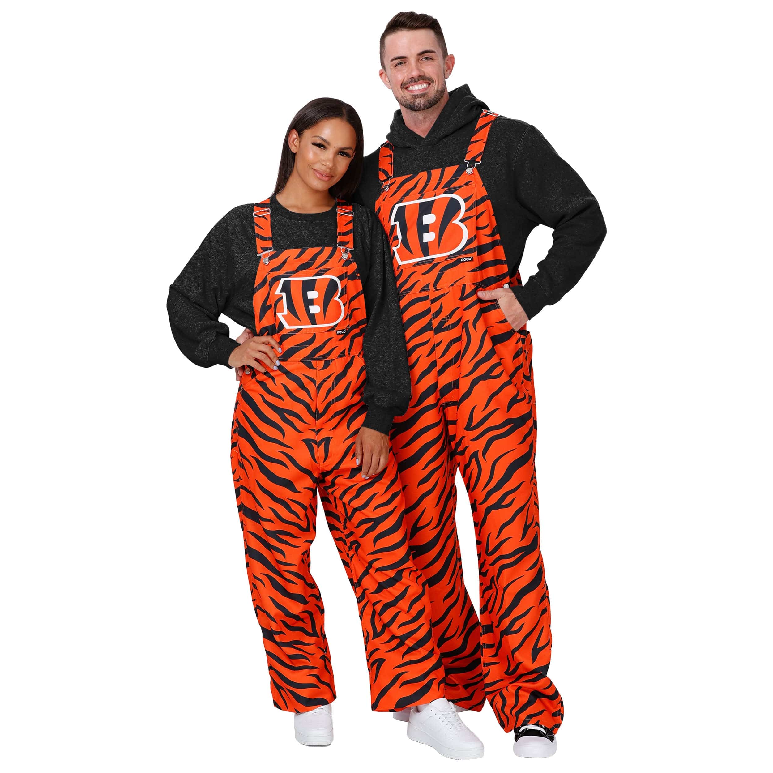 Cincinnati Bengals NFL Womens Tiger Stripe Thematic Bib Overalls - Image 3