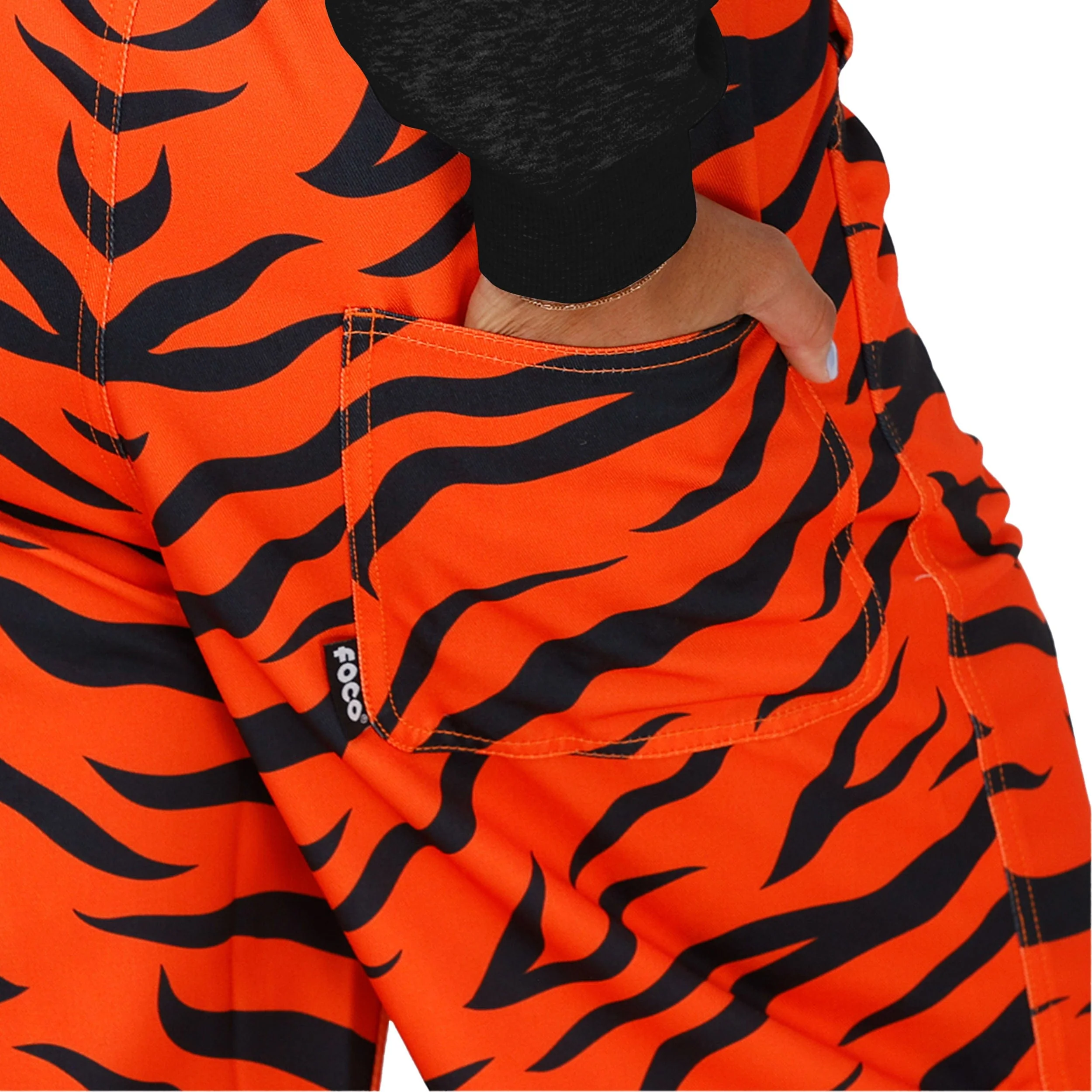 Cincinnati Bengals NFL Womens Tiger Stripe Thematic Bib Overalls - Image 6