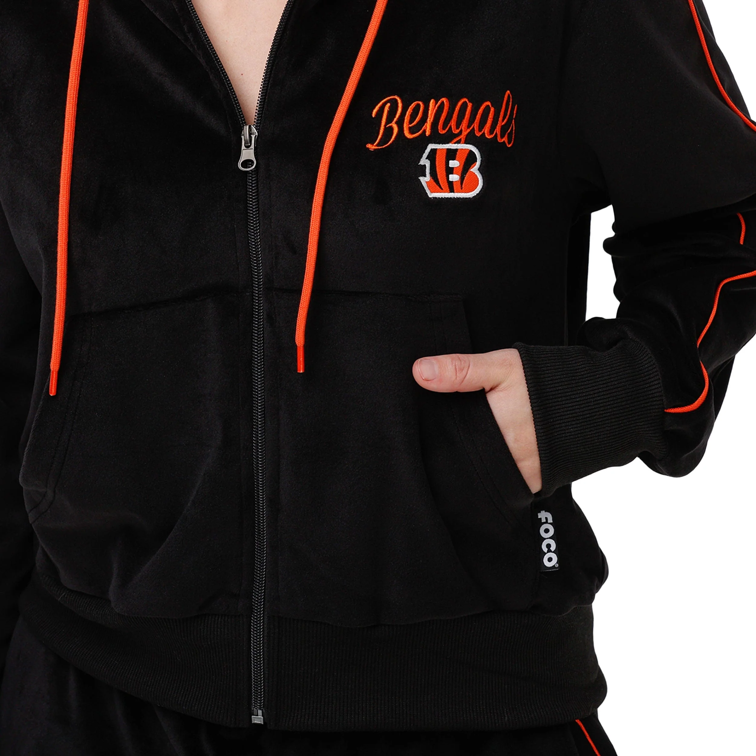 Cincinnati Bengals NFL Womens Velour Zip Up Top - Image 3
