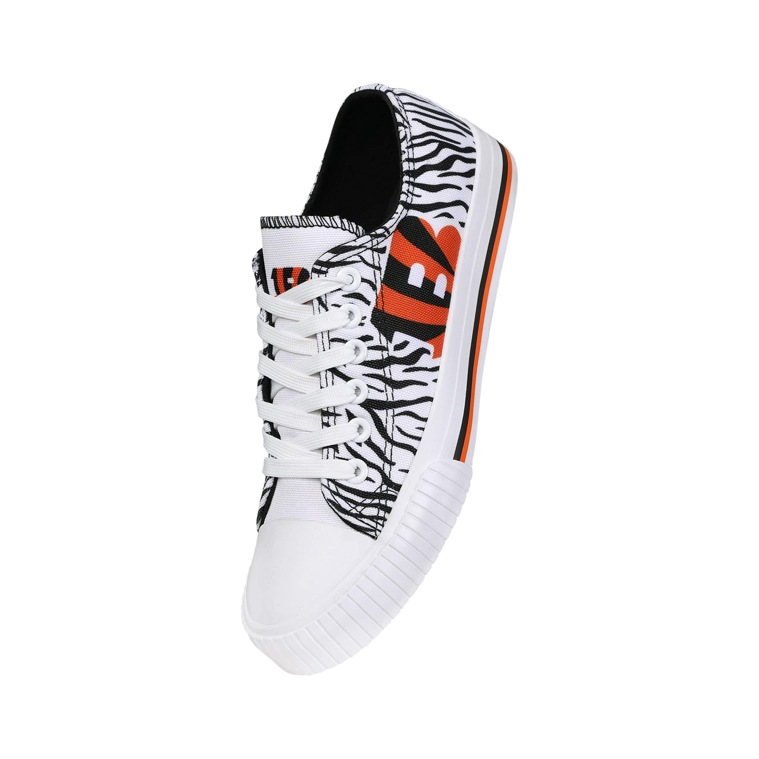 Cincinnati Bengals NFL Womens White Stripe Low Top Canvas Shoes - Image 3