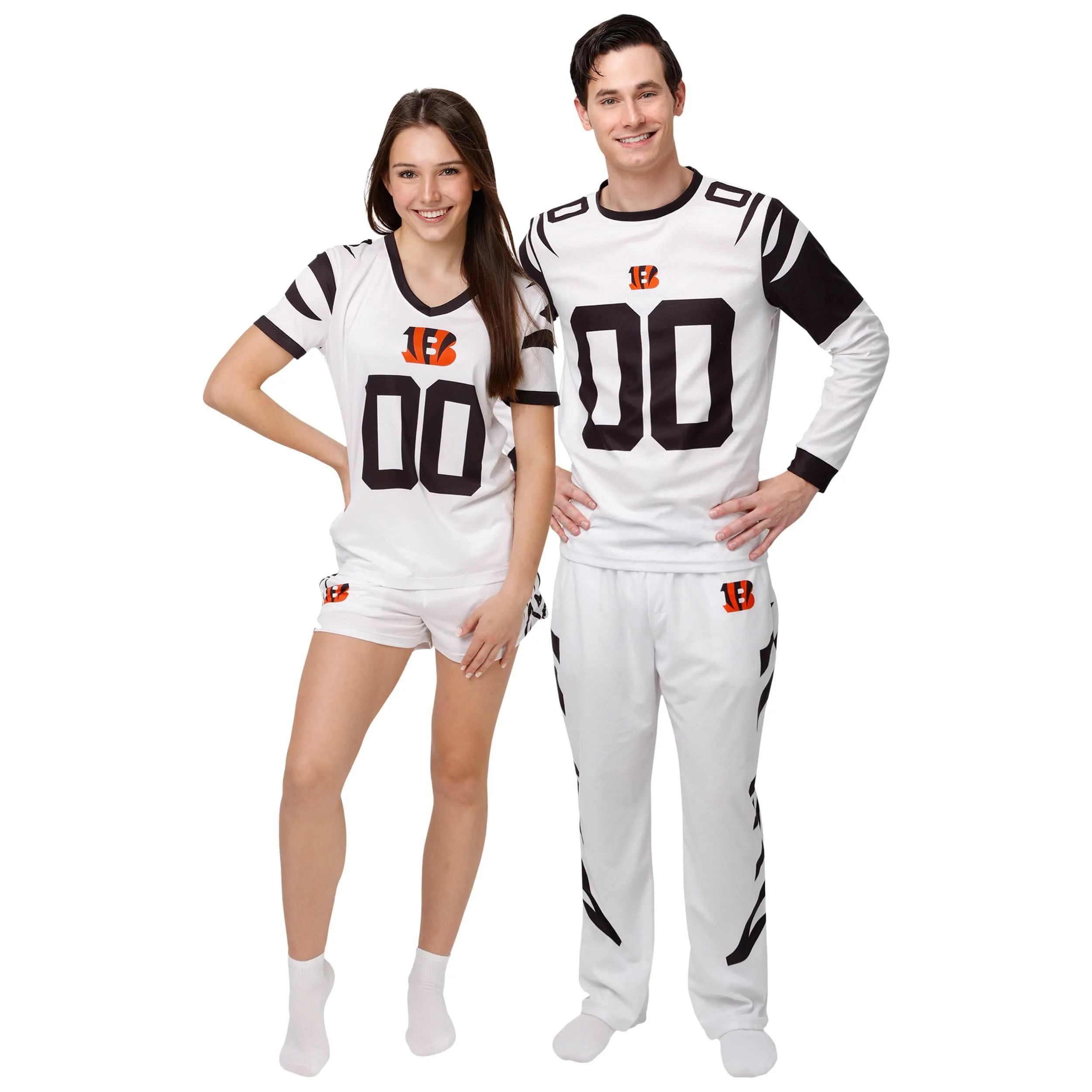 Cincinnati Bengals NFL Womens White Stripe Pajama Shorts - Image 3
