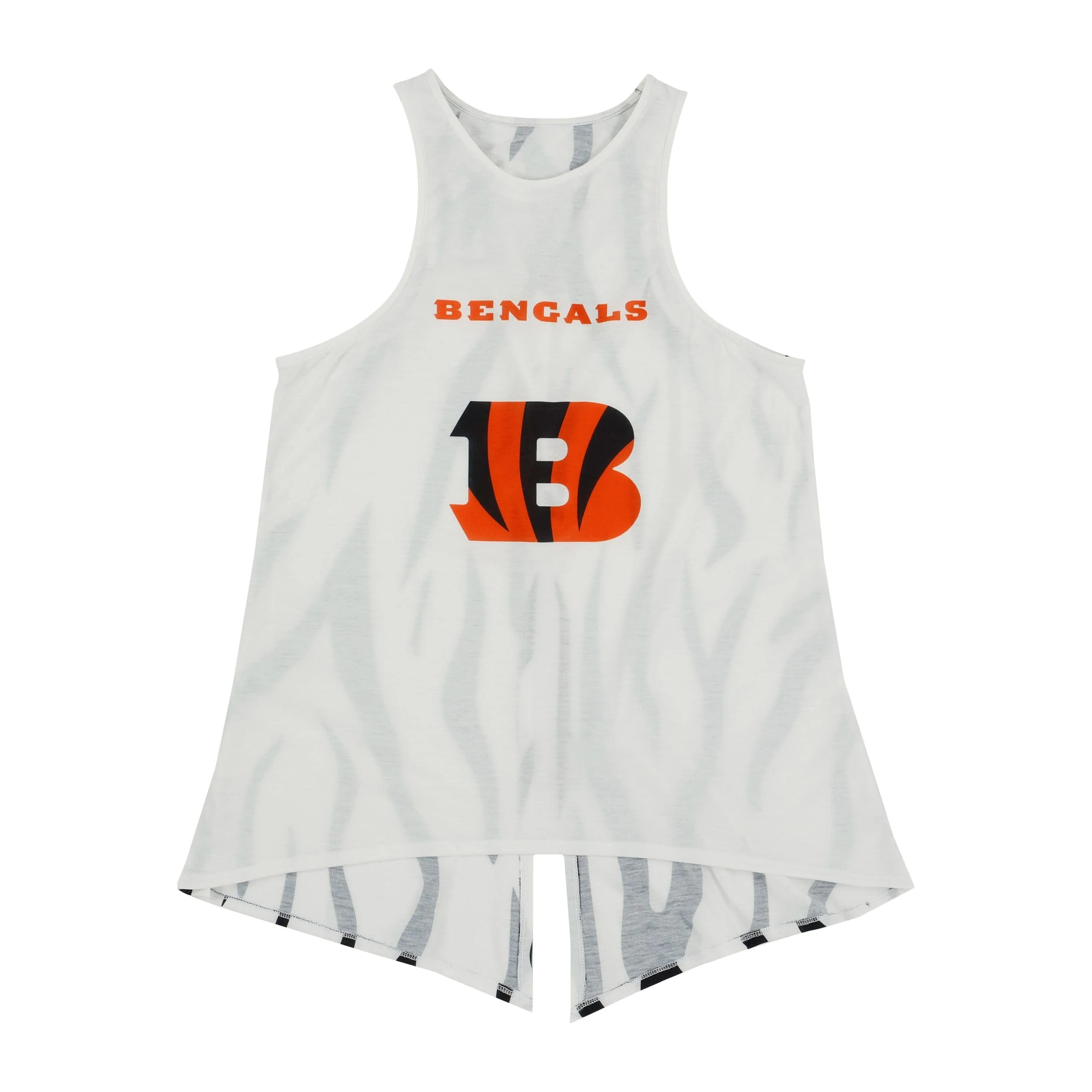 Cincinnati Bengals NFL Womens White Stripe Tie Breaker Sleeveless Top - Image 3