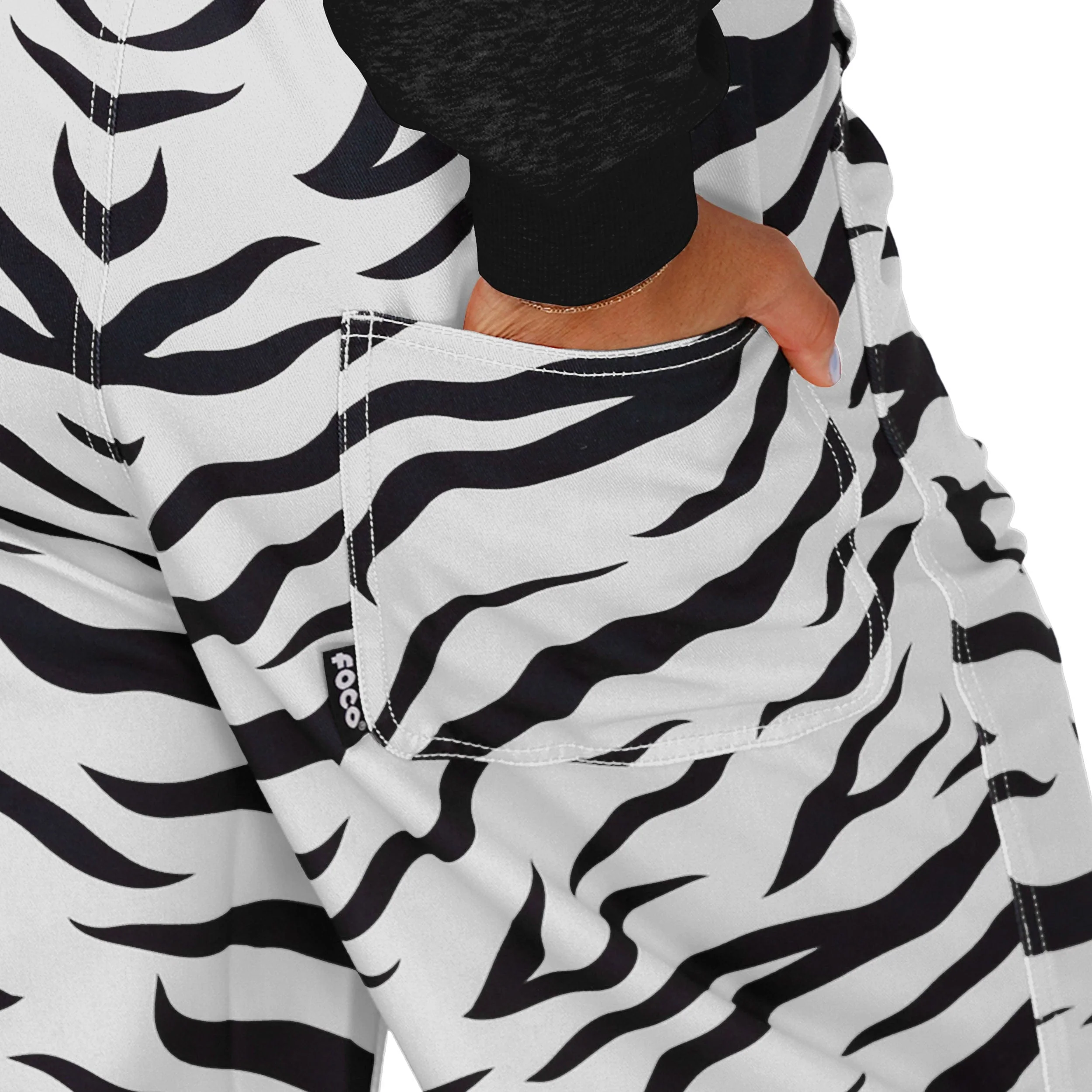 Cincinnati Bengals NFL Womens White Tiger Stripe Thematic Bib Overalls - Image 6