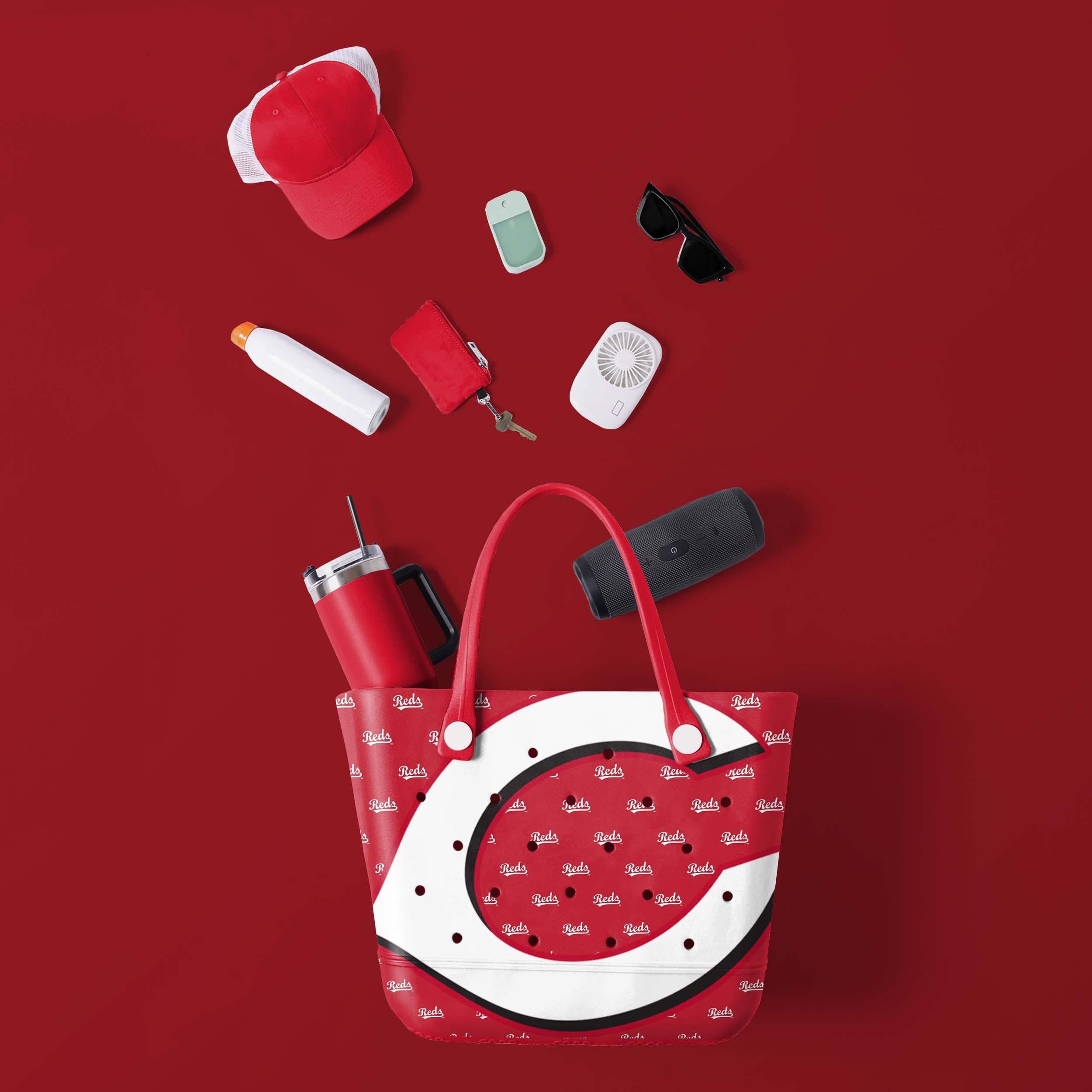 Cincinnati Reds MLB Big Logo Mini Print Tailgate Tote Bag - Image 2