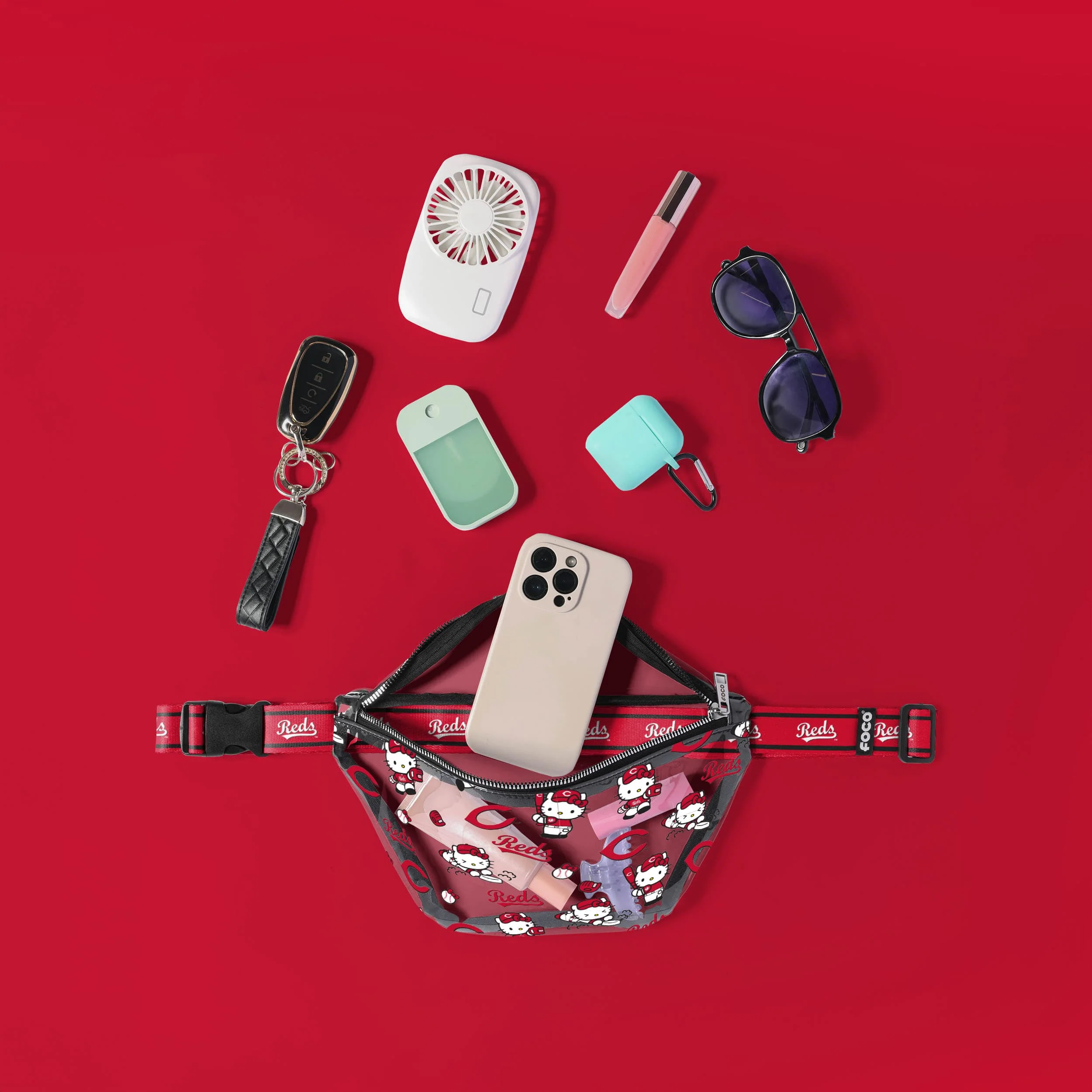 Cincinnati Reds MLB Hello Kitty® Clear Fanny Pack (PREORDER - SHIPS MID JULY) - Image 3
