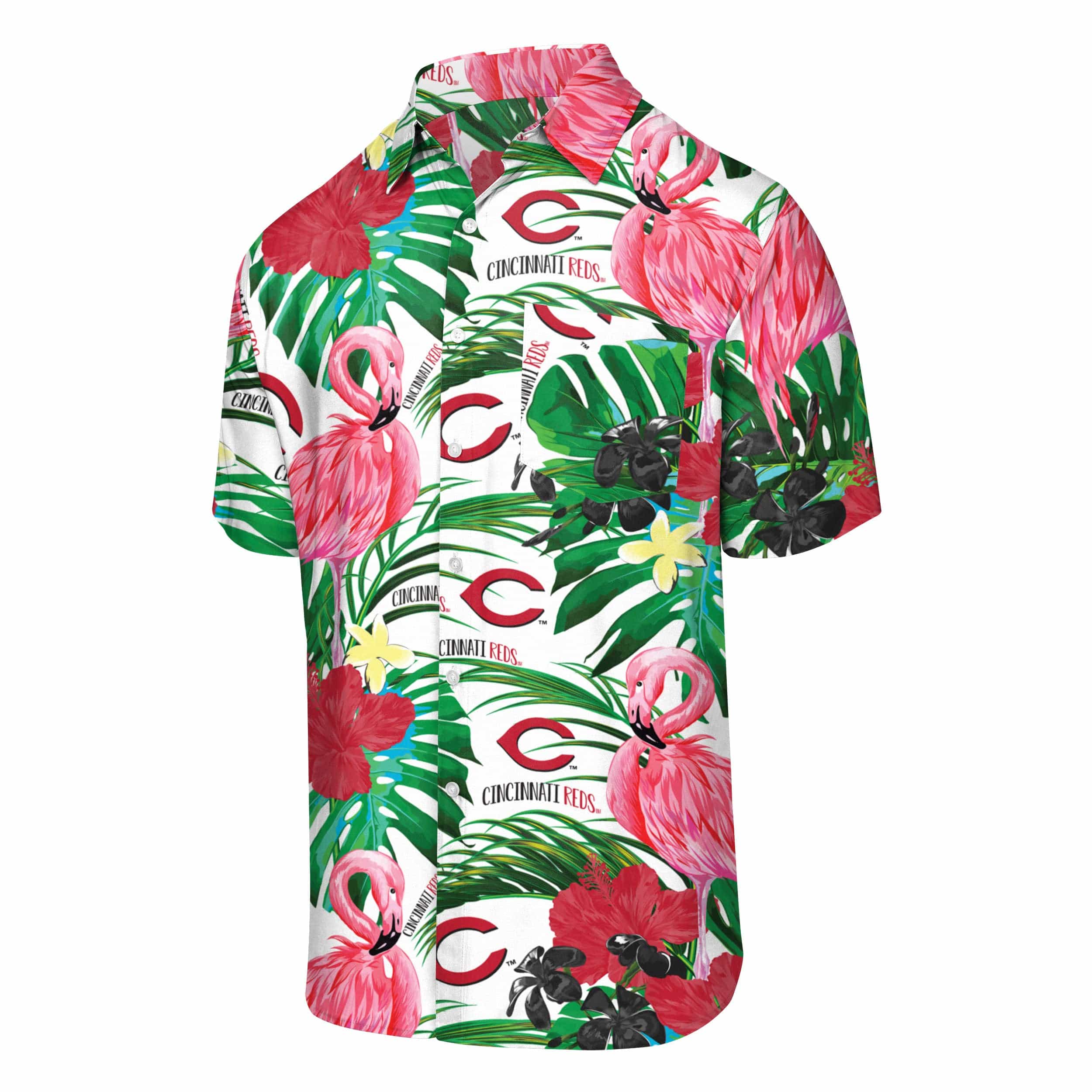 Cincinnati Reds MLB Mens Flamingo Button Up Shirt - Image 4