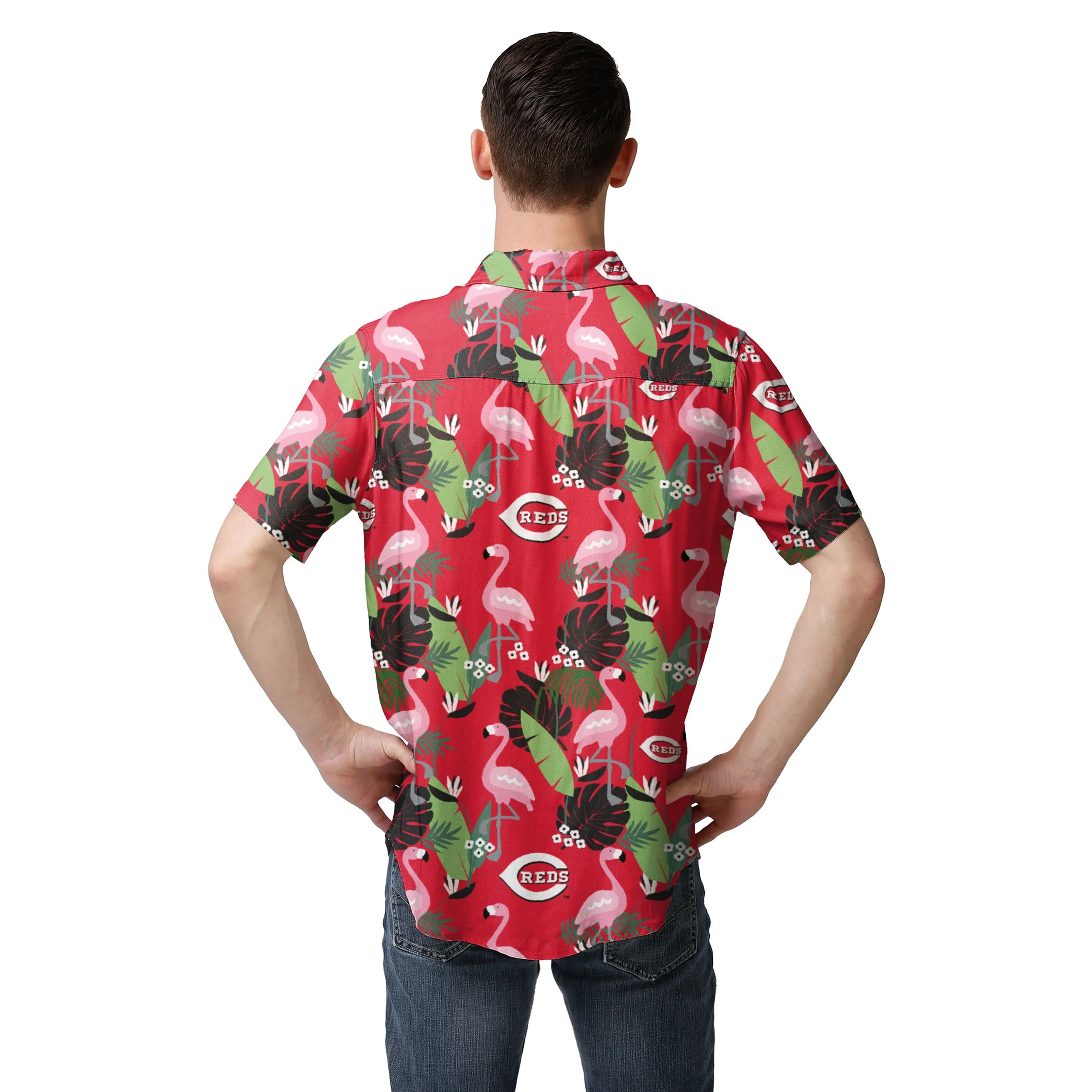 Cincinnati Reds MLB Mens Floral Button Up Shirt - Image 2