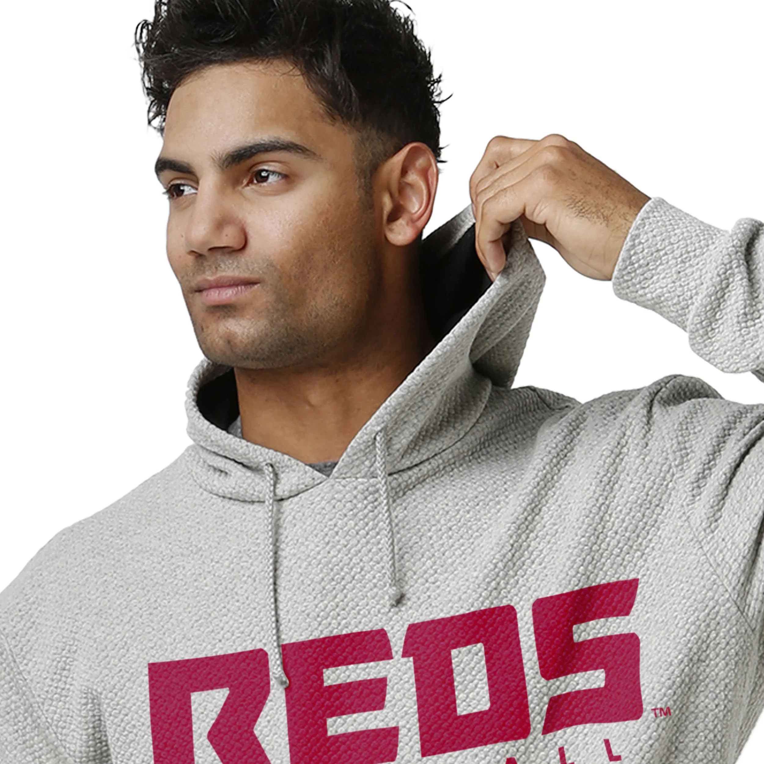 Cincinnati Reds MLB Mens Gray Woven Hoodie - Image 3