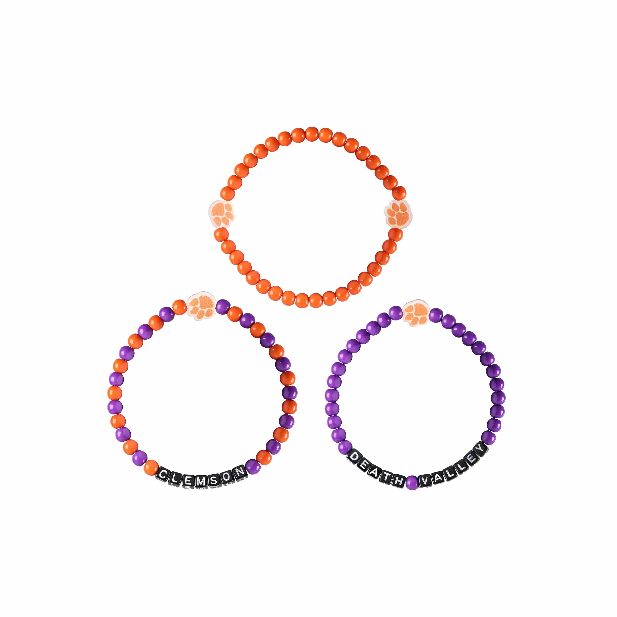 Clemson Tigers NCAA 3 Pack Beaded Friendship Bracelet - Image 3