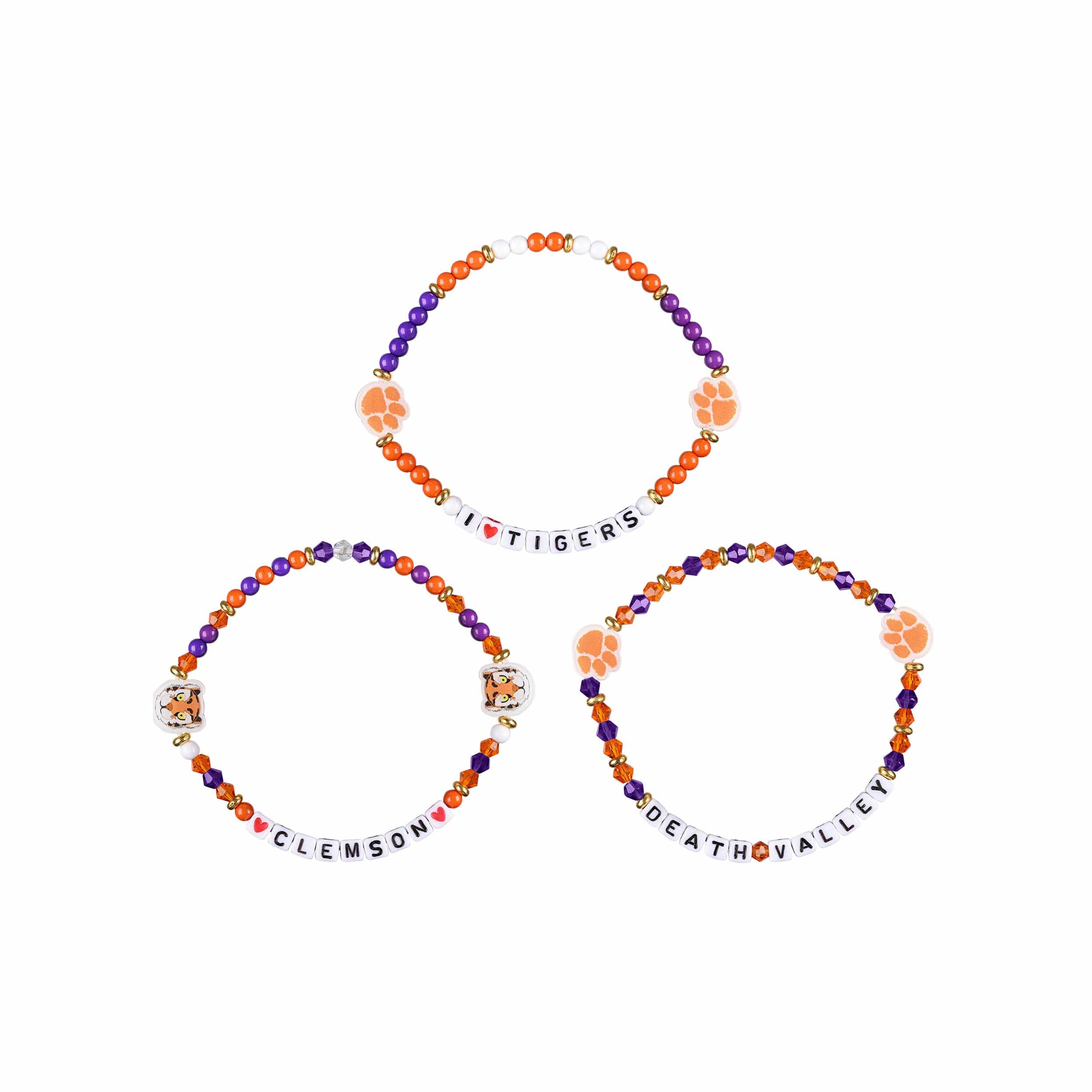 Clemson Tigers NCAA 3 Pack Friendship Bracelet - Image 3