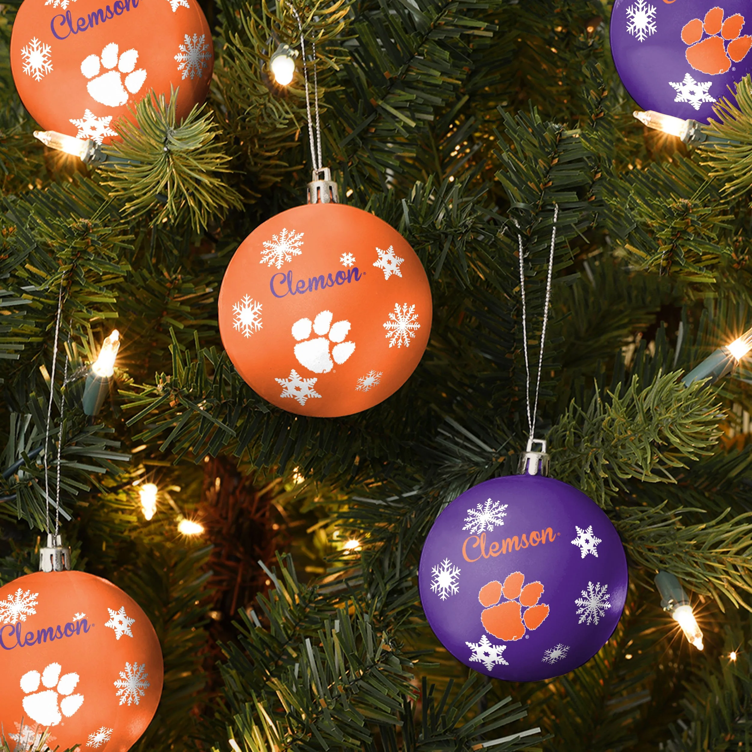 Clemson Tigers NCAA 5 Pack Shatterproof Ball Ornament Set - Image 2