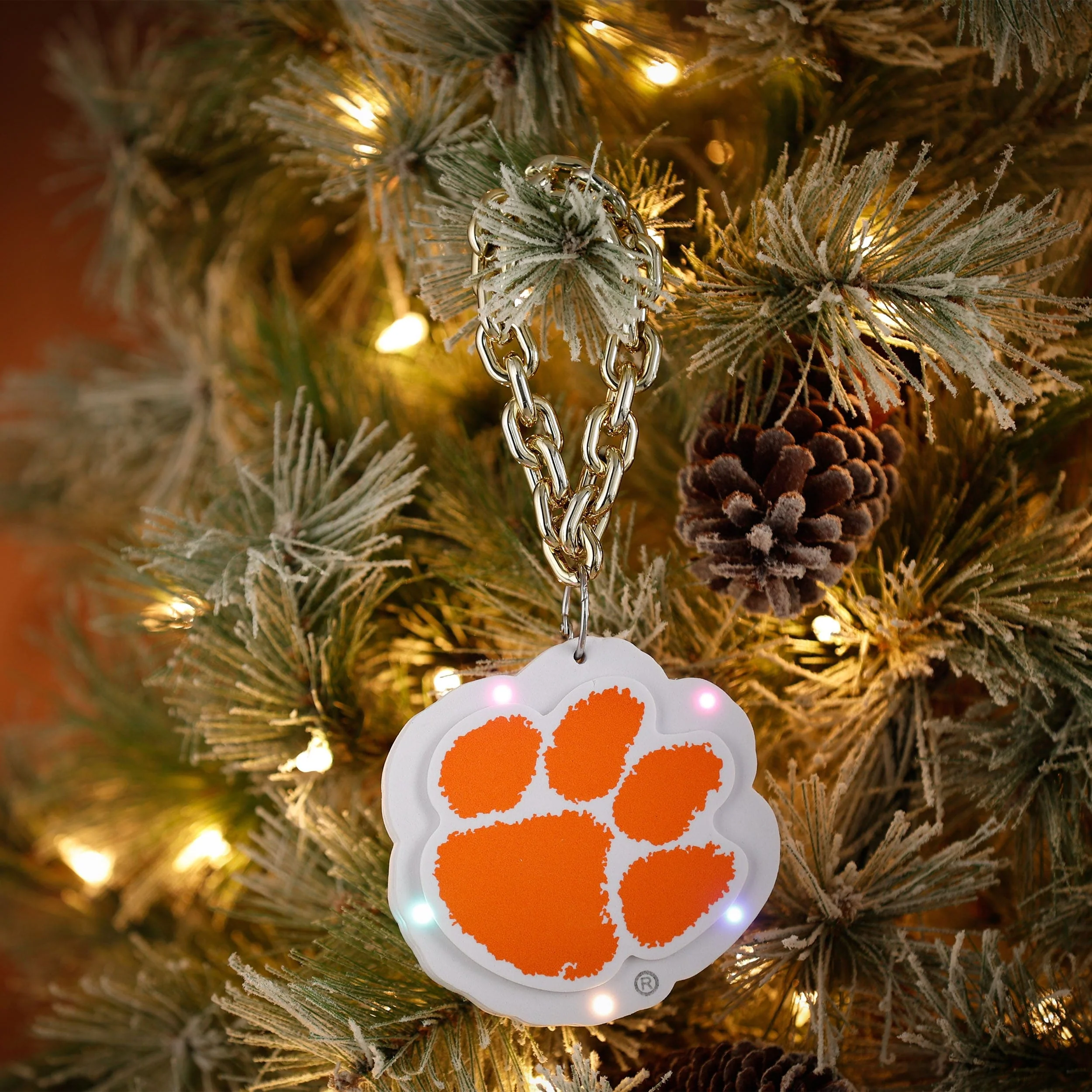 Clemson Tigers NCAA Big Logo Light Up Chain Ornament - Image 3