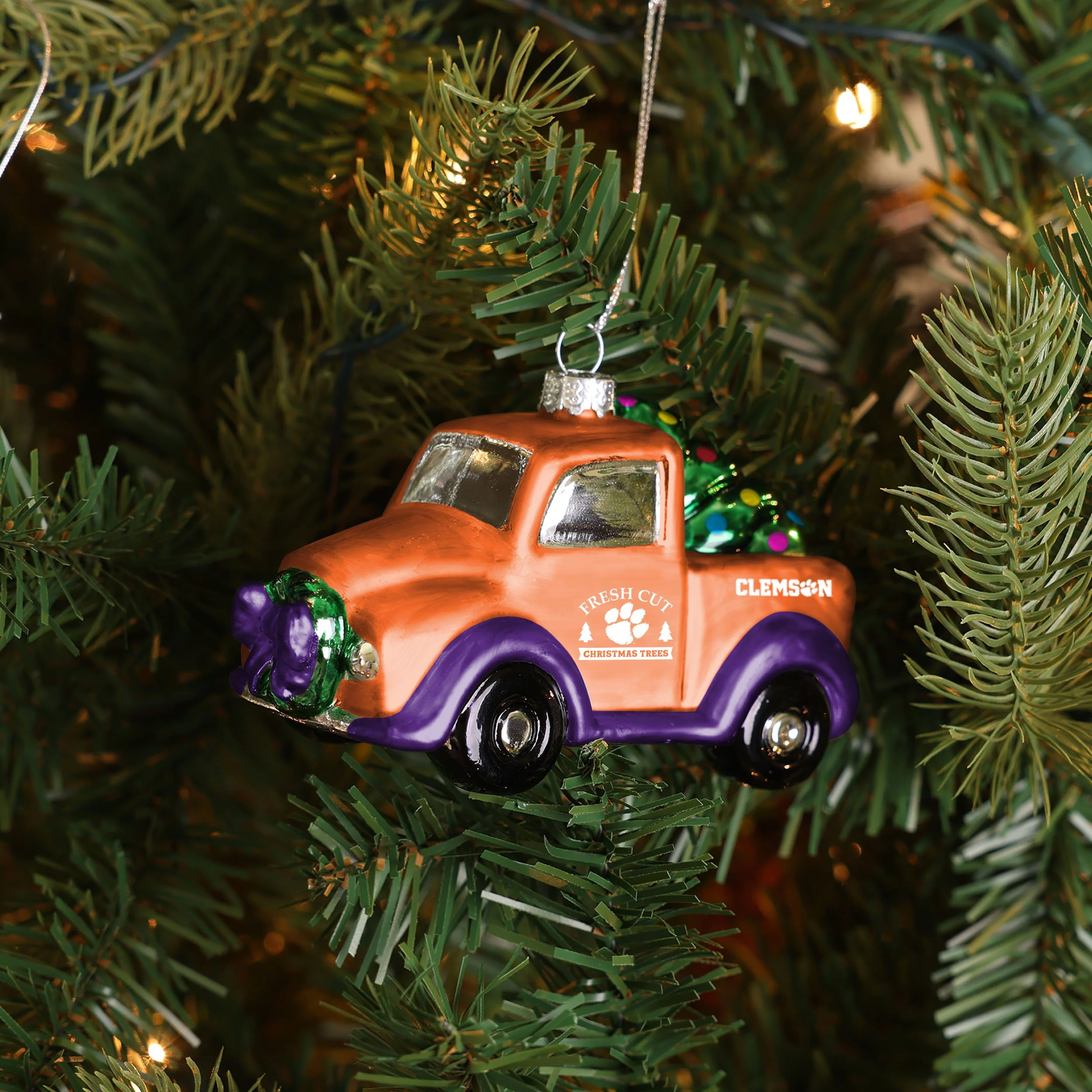 Clemson Tigers NCAA Blown Glass Truck Ornament - Image 3