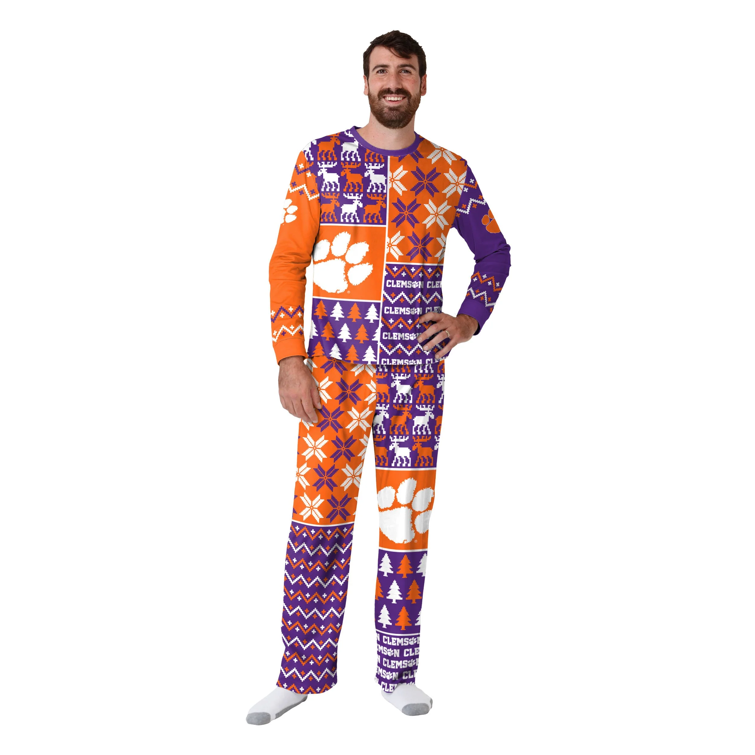 Clemson Tigers NCAA Busy Block Family Holiday Pajamas - Image 6