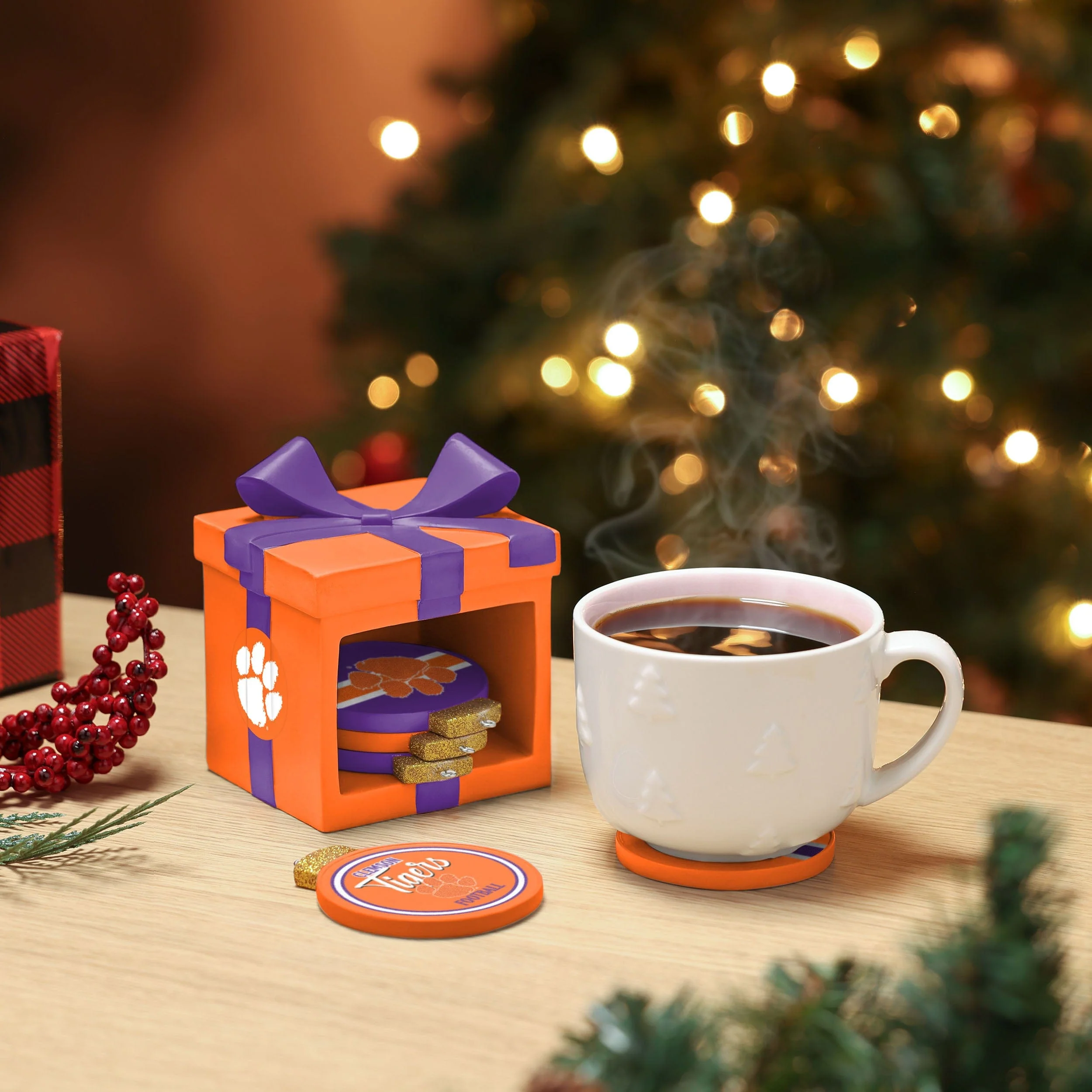 Clemson Tigers NCAA Holiday 5 Pack Coaster Set - Image 2