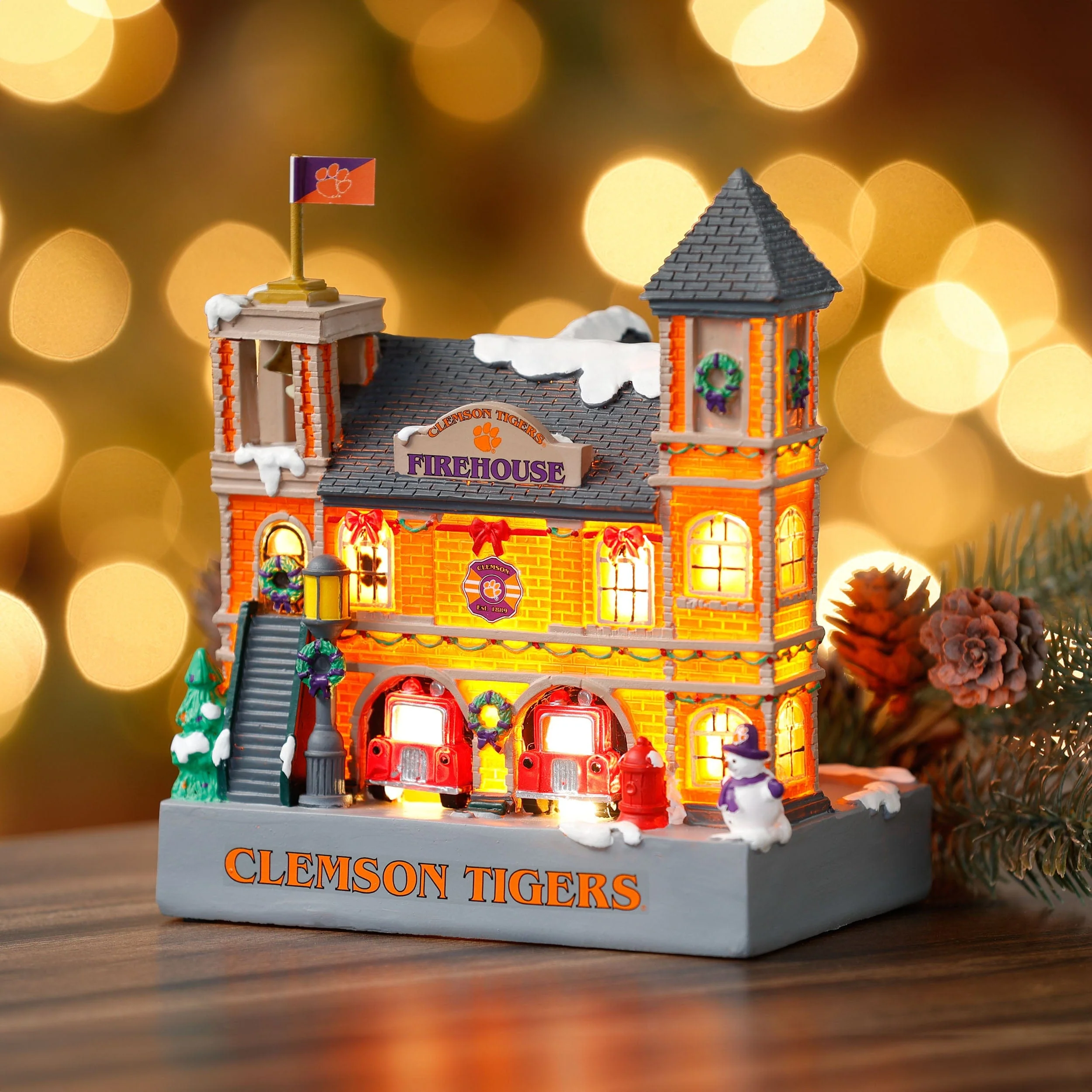 Clemson Tigers NCAA Light Up Resin Team Firehouse - Image 2