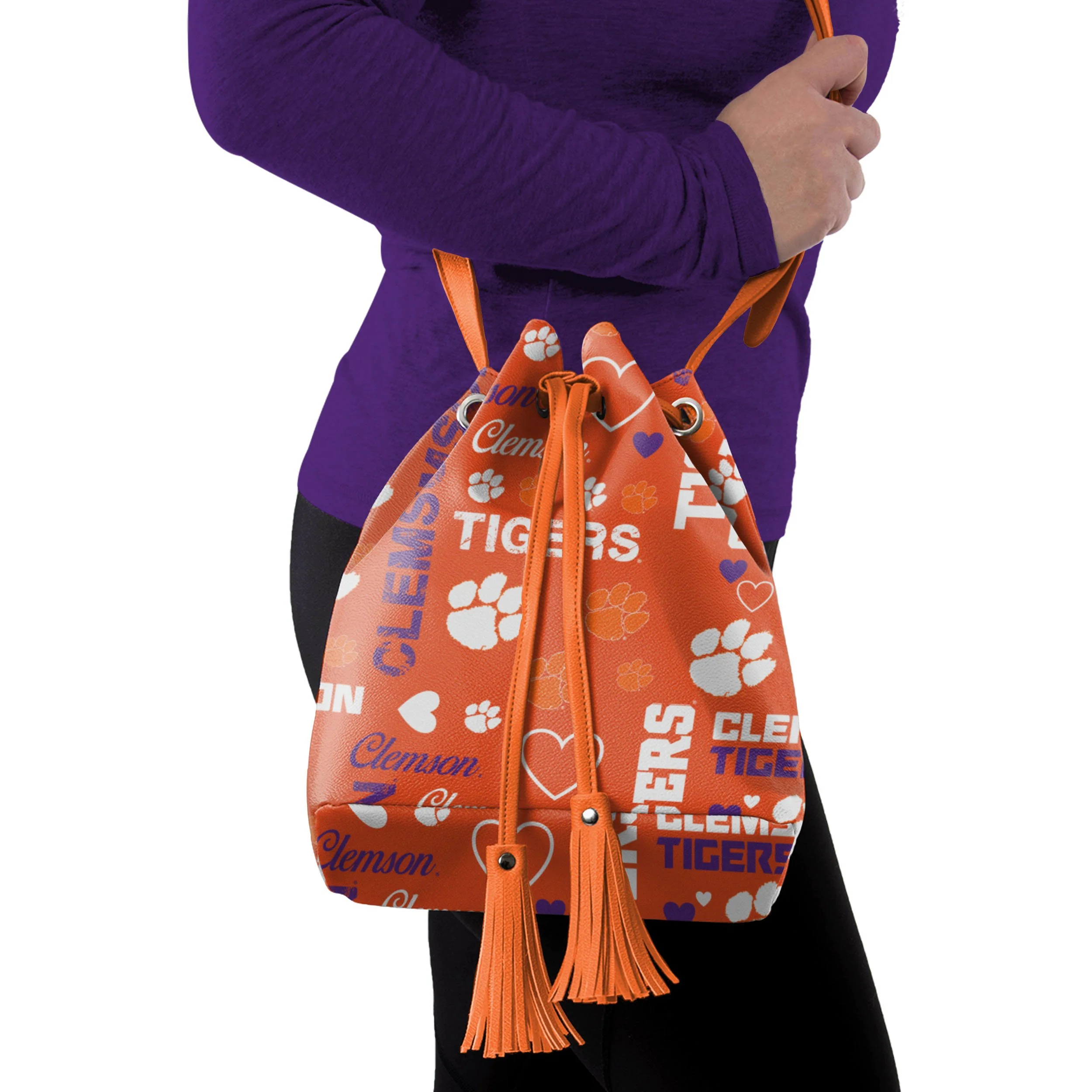 Clemson Tigers NCAA Logo Love Cinch Purse - Image 2