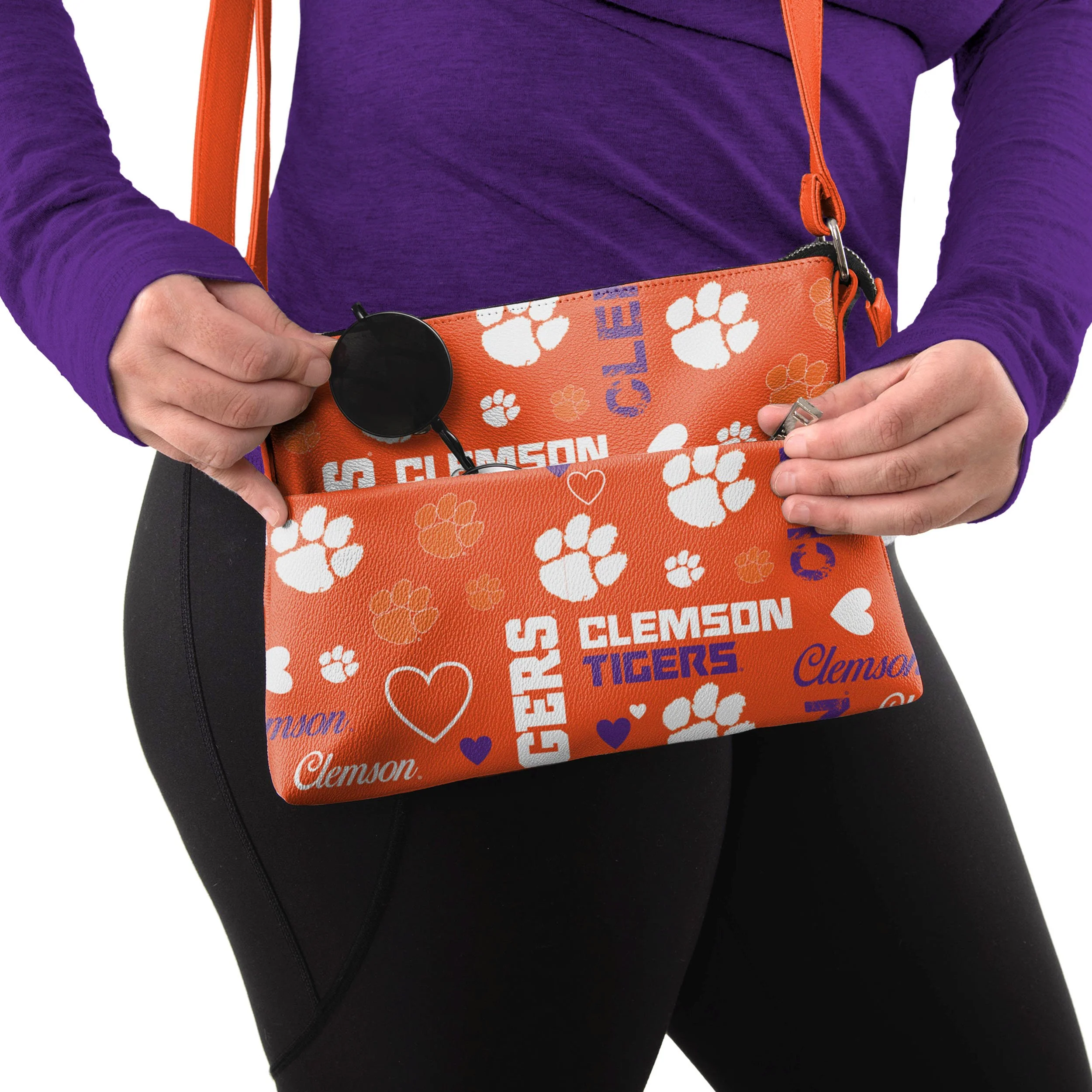 Clemson Tigers NCAA Logo Love Crossbody Purse - Image 3