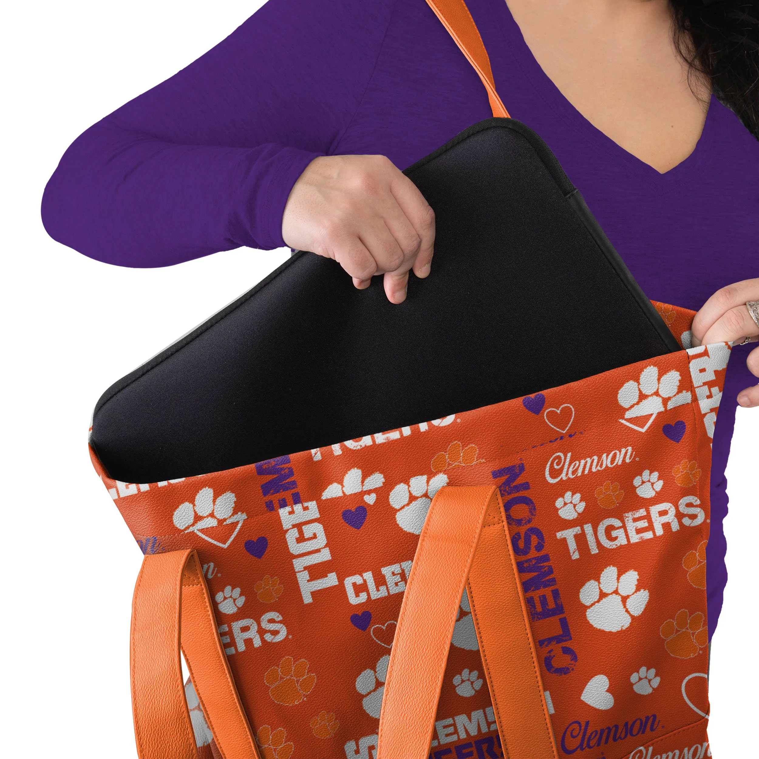 Clemson Tigers NCAA Logo Love Tote Bag - Image 3