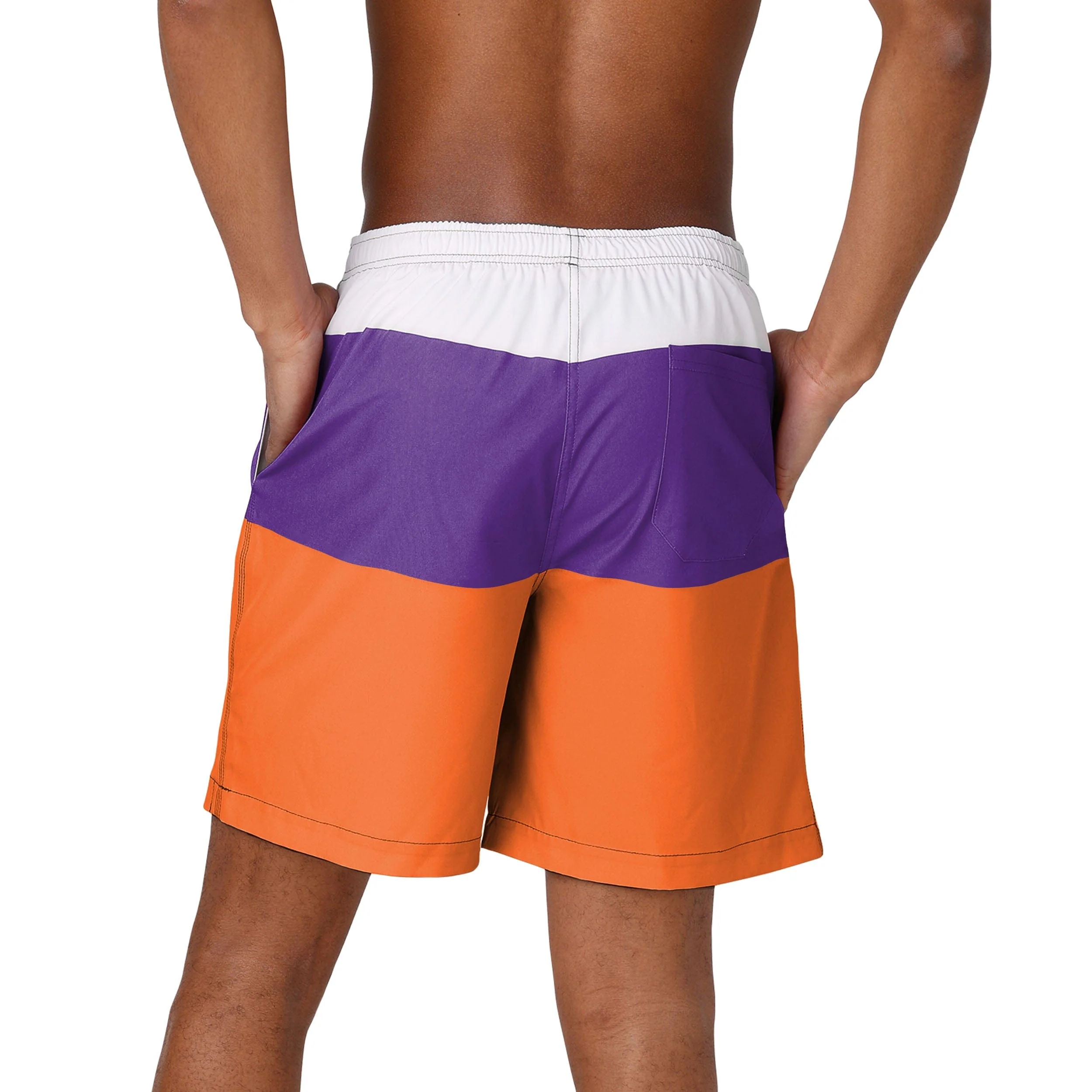 Clemson Tigers NCAA Mens 3 Stripe Big Logo Swimming Trunks - Image 3