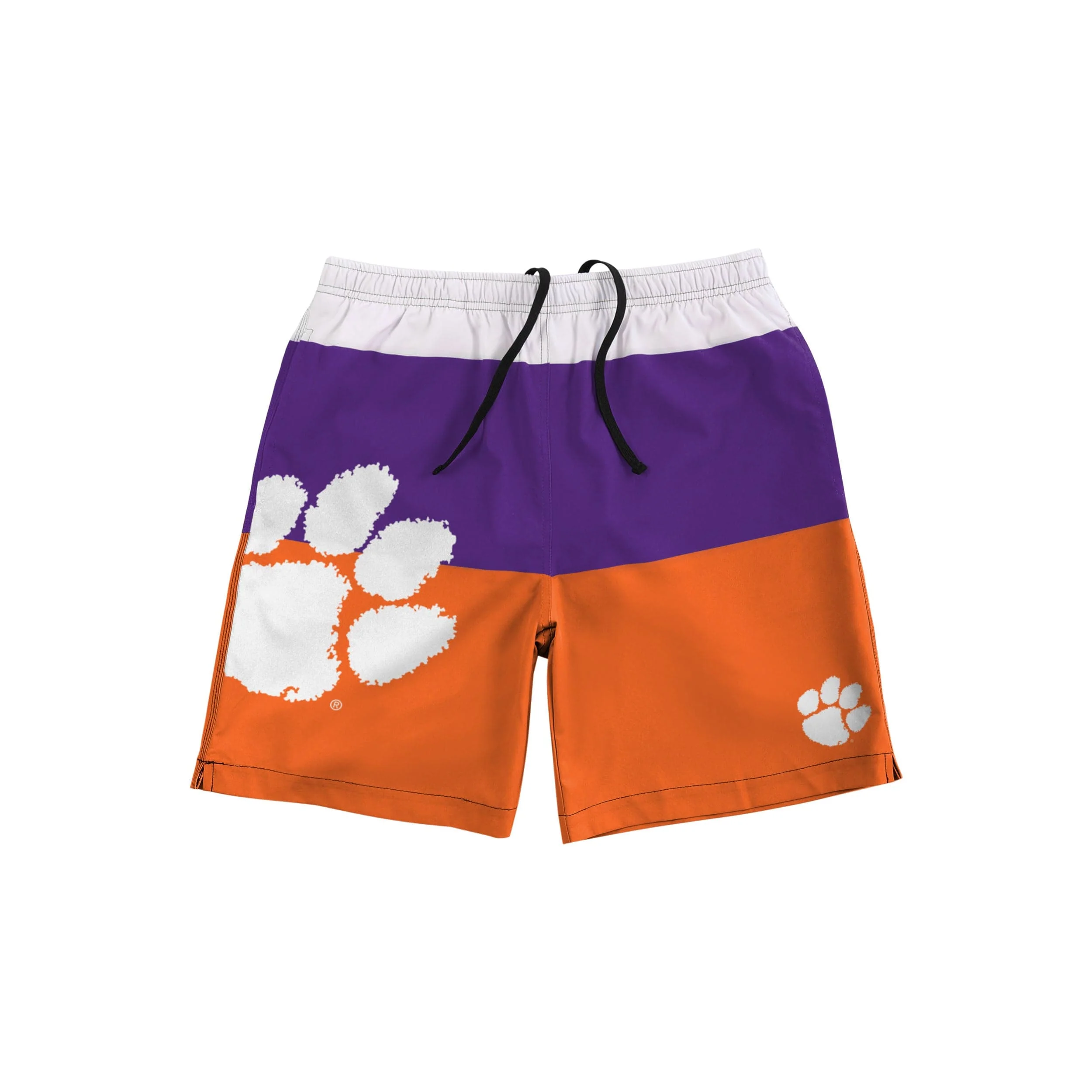 Clemson Tigers NCAA Mens 3 Stripe Big Logo Swimming Trunks - Image 4