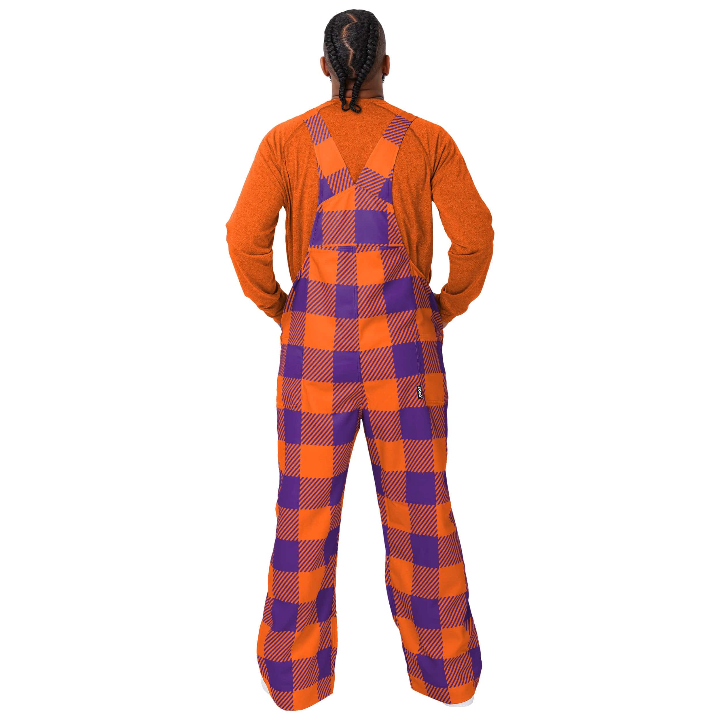 Clemson Tigers NCAA Mens Plaid Bib Overalls - Image 2