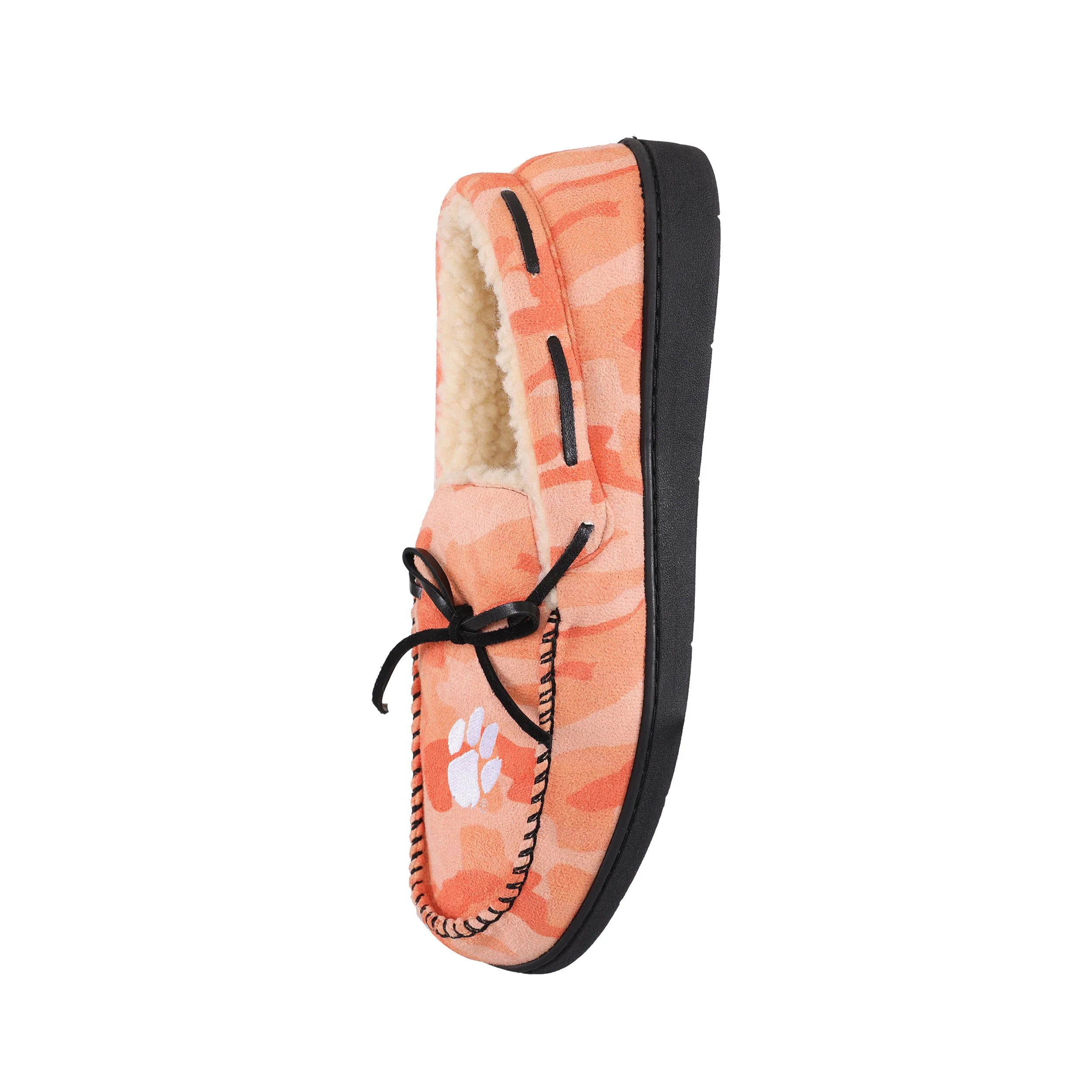 Clemson Tigers NCAA Mens Printed Camo Moccasin Slippers - Image 3