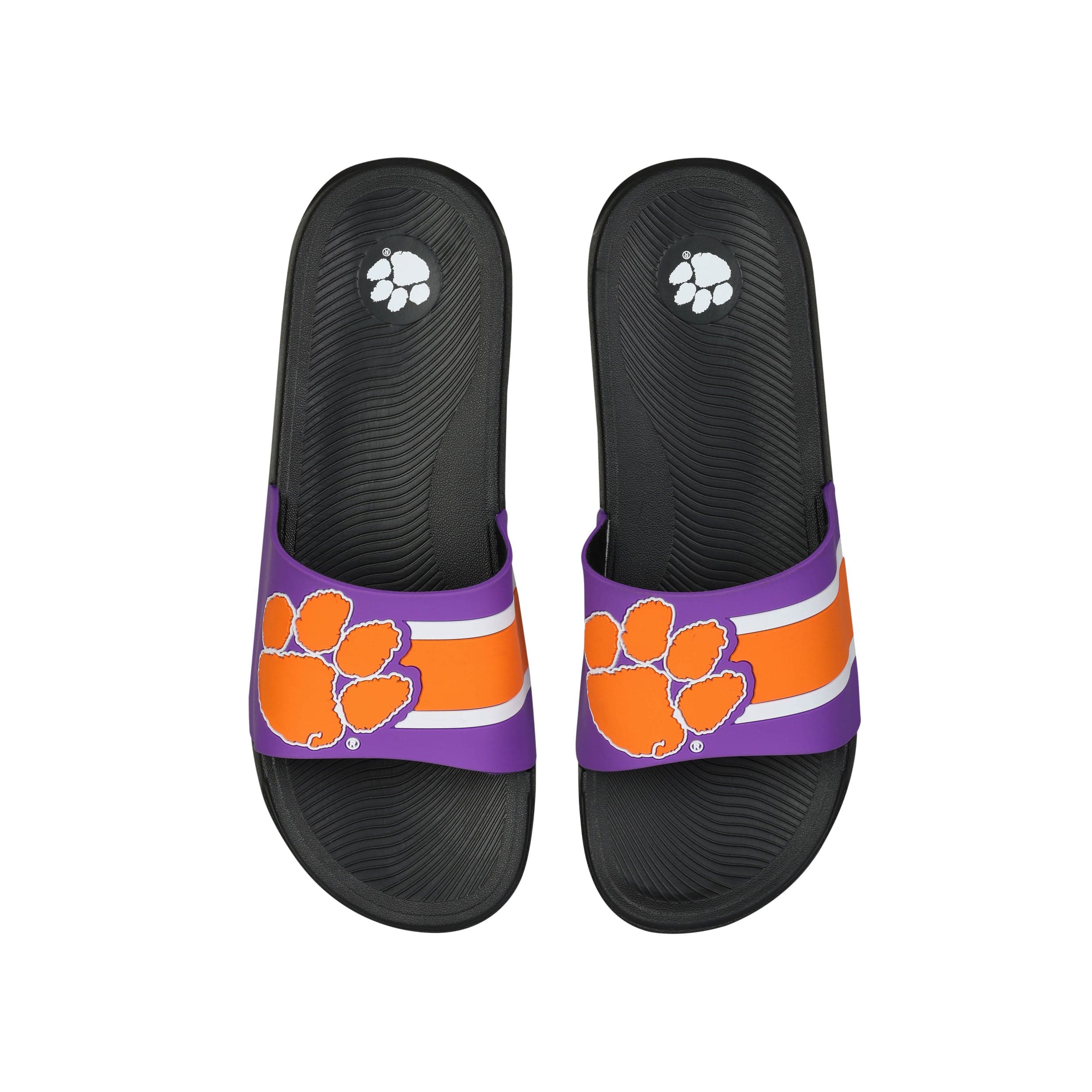 Clemson Tigers NCAA Mens Striped Big Logo Raised Slide - Image 2
