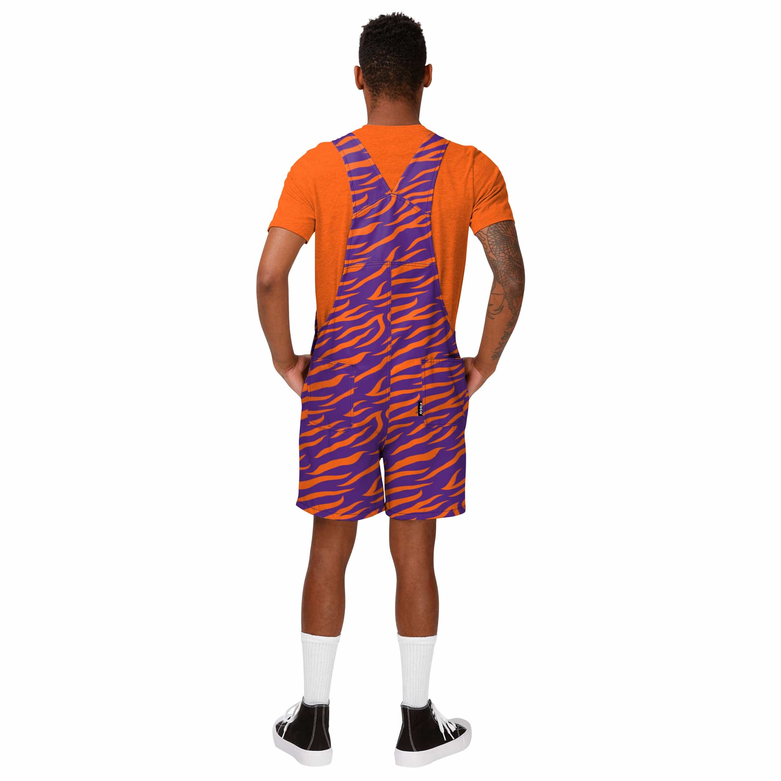 Clemson Tigers NCAA Mens Tiger Stripe Thematic Bib Shortalls - Image 2