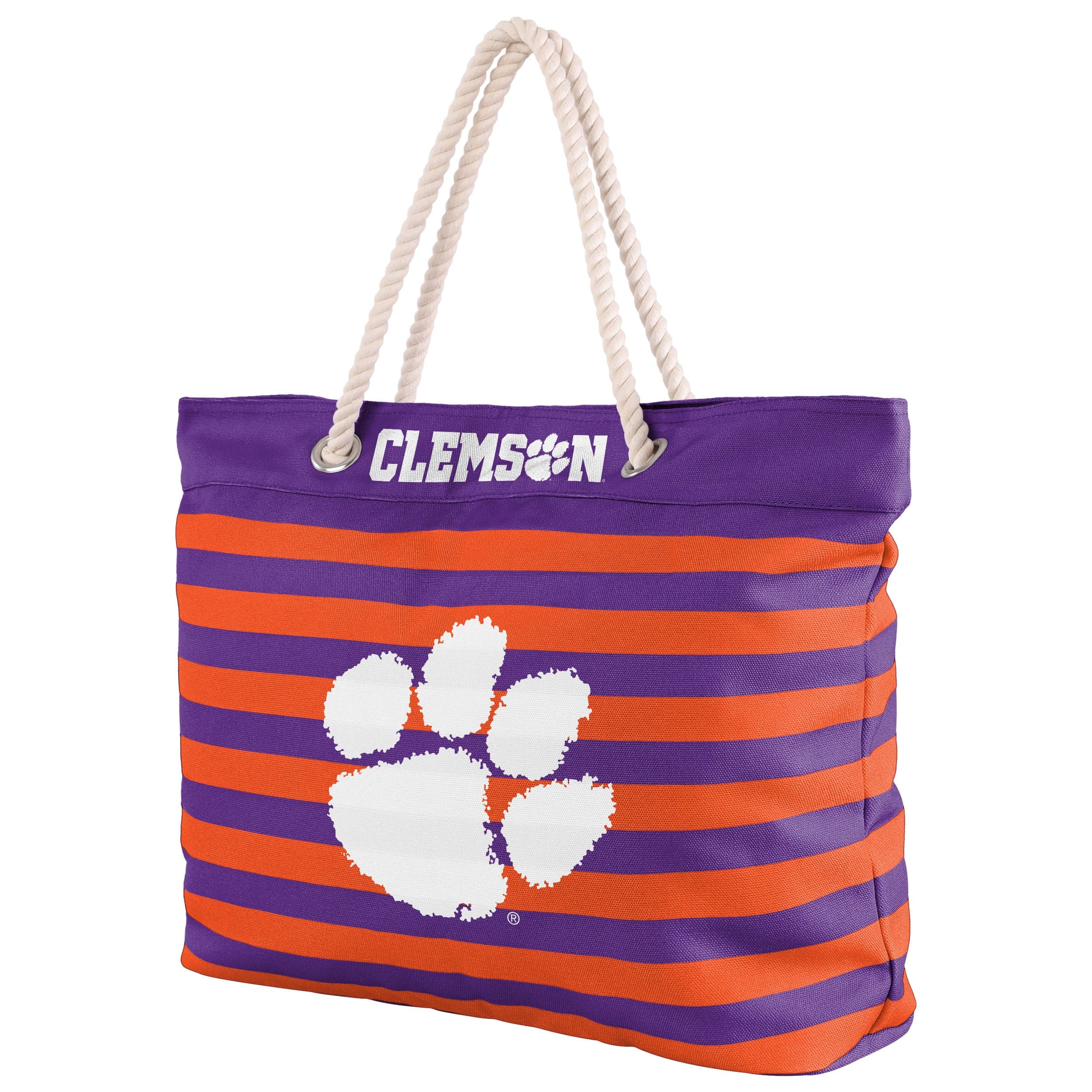 Clemson Tigers NCAA Nautical Stripe Tote Bag - Image 2